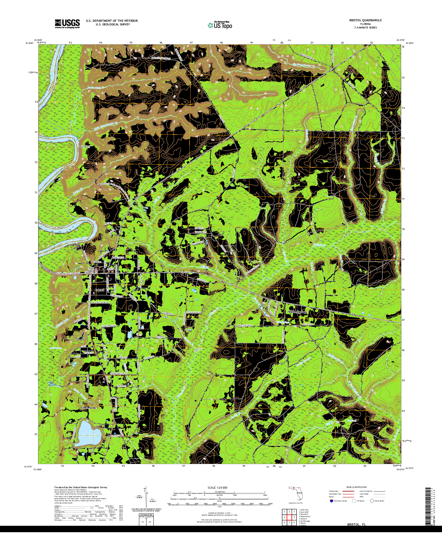 USGS US TOPO 7.5-MINUTE MAP FOR BRISTOL, FL 2021