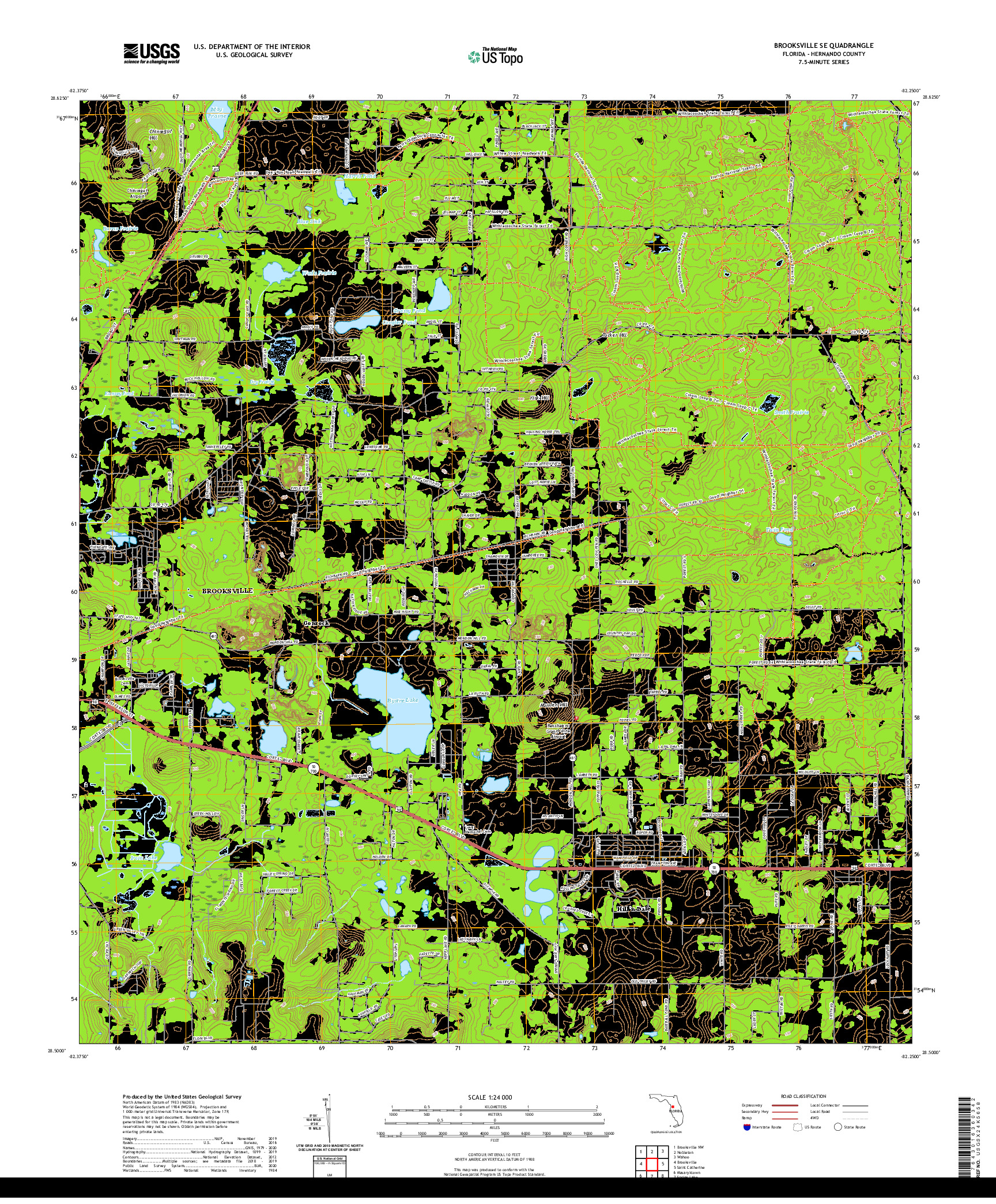 USGS US TOPO 7.5-MINUTE MAP FOR BROOKSVILLE SE, FL 2021