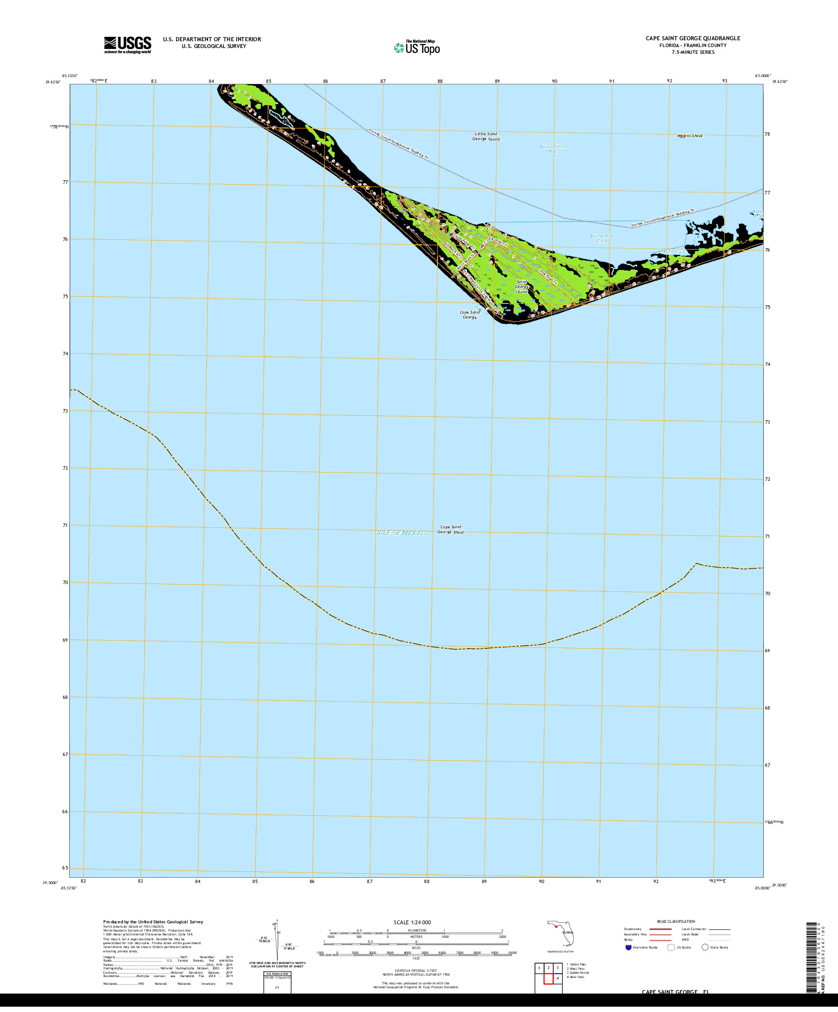 USGS US TOPO 7.5-MINUTE MAP FOR CAPE SAINT GEORGE, FL 2021