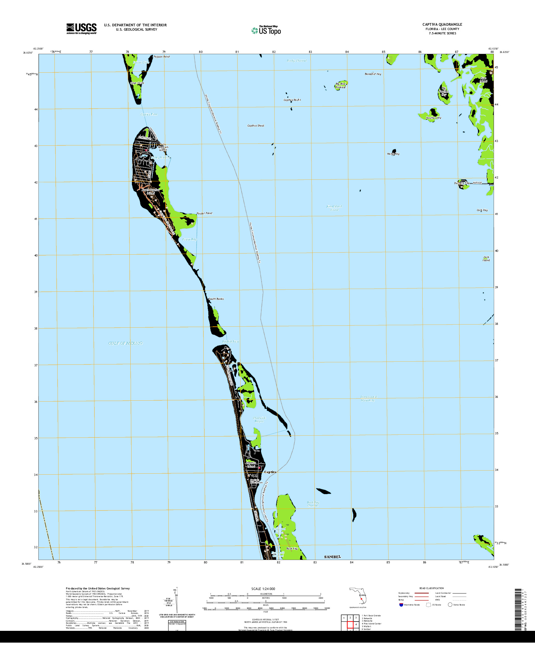 USGS US TOPO 7.5-MINUTE MAP FOR CAPTIVA, FL 2021