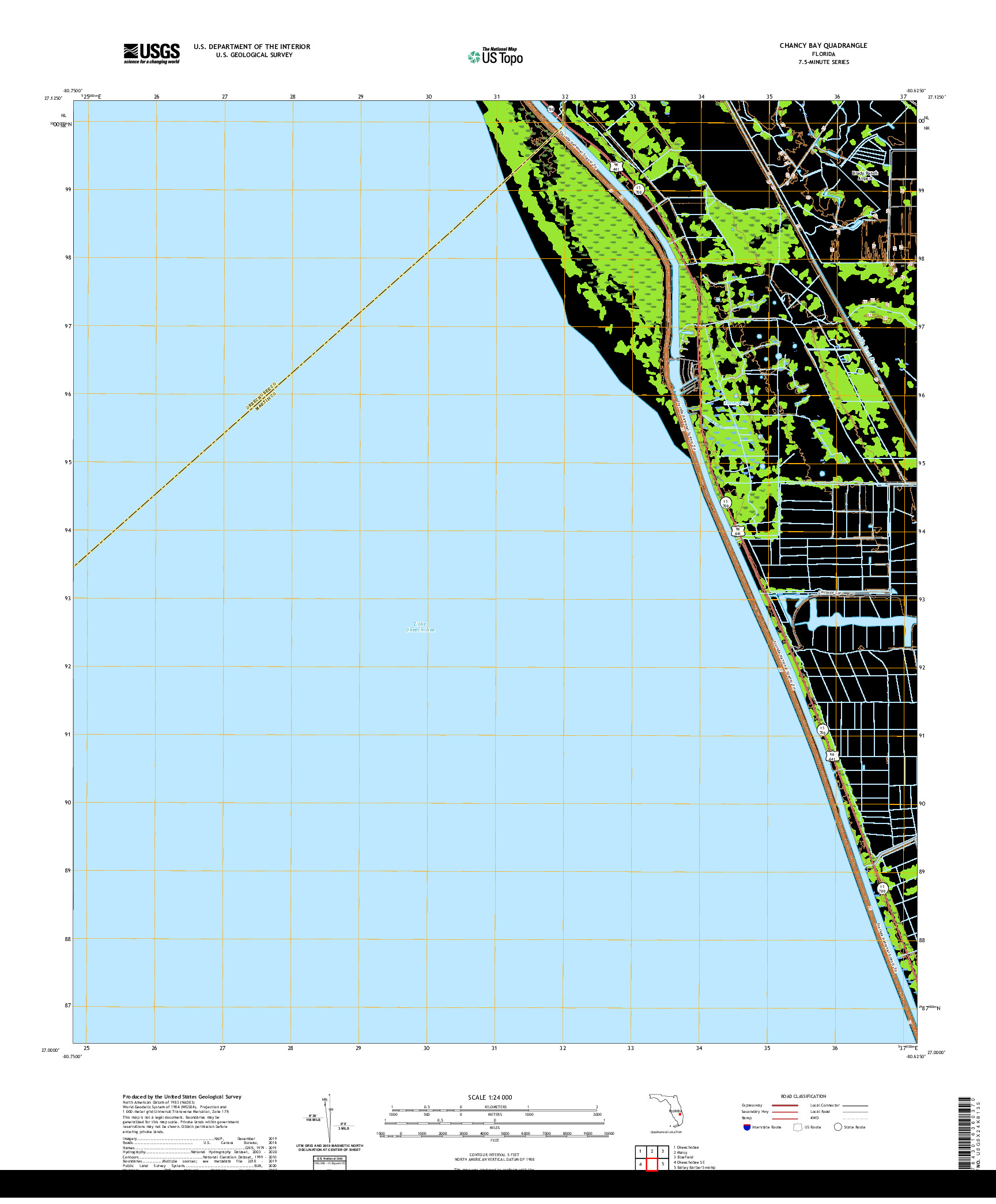 USGS US TOPO 7.5-MINUTE MAP FOR CHANCY BAY, FL 2021