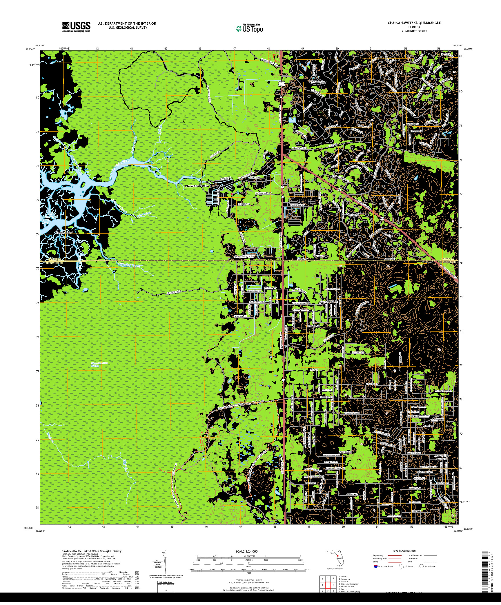 USGS US TOPO 7.5-MINUTE MAP FOR CHASSAHOWITZKA, FL 2021