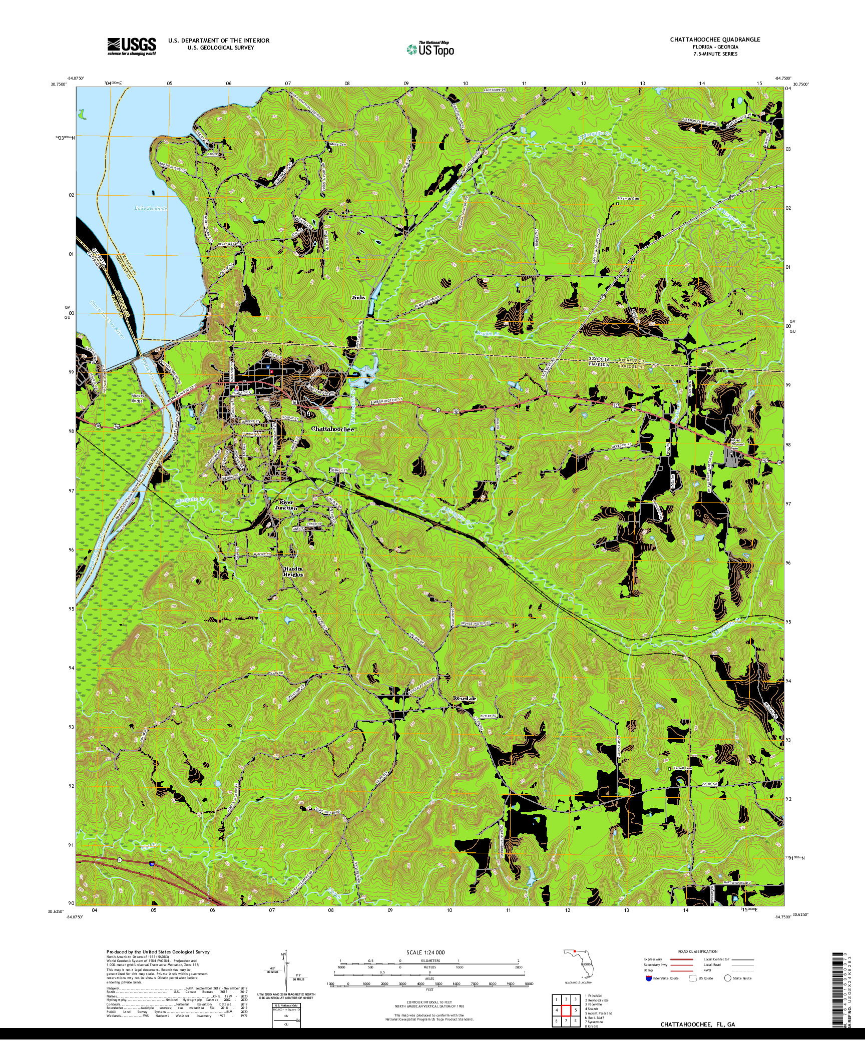 USGS US TOPO 7.5-MINUTE MAP FOR CHATTAHOOCHEE, FL,GA 2021