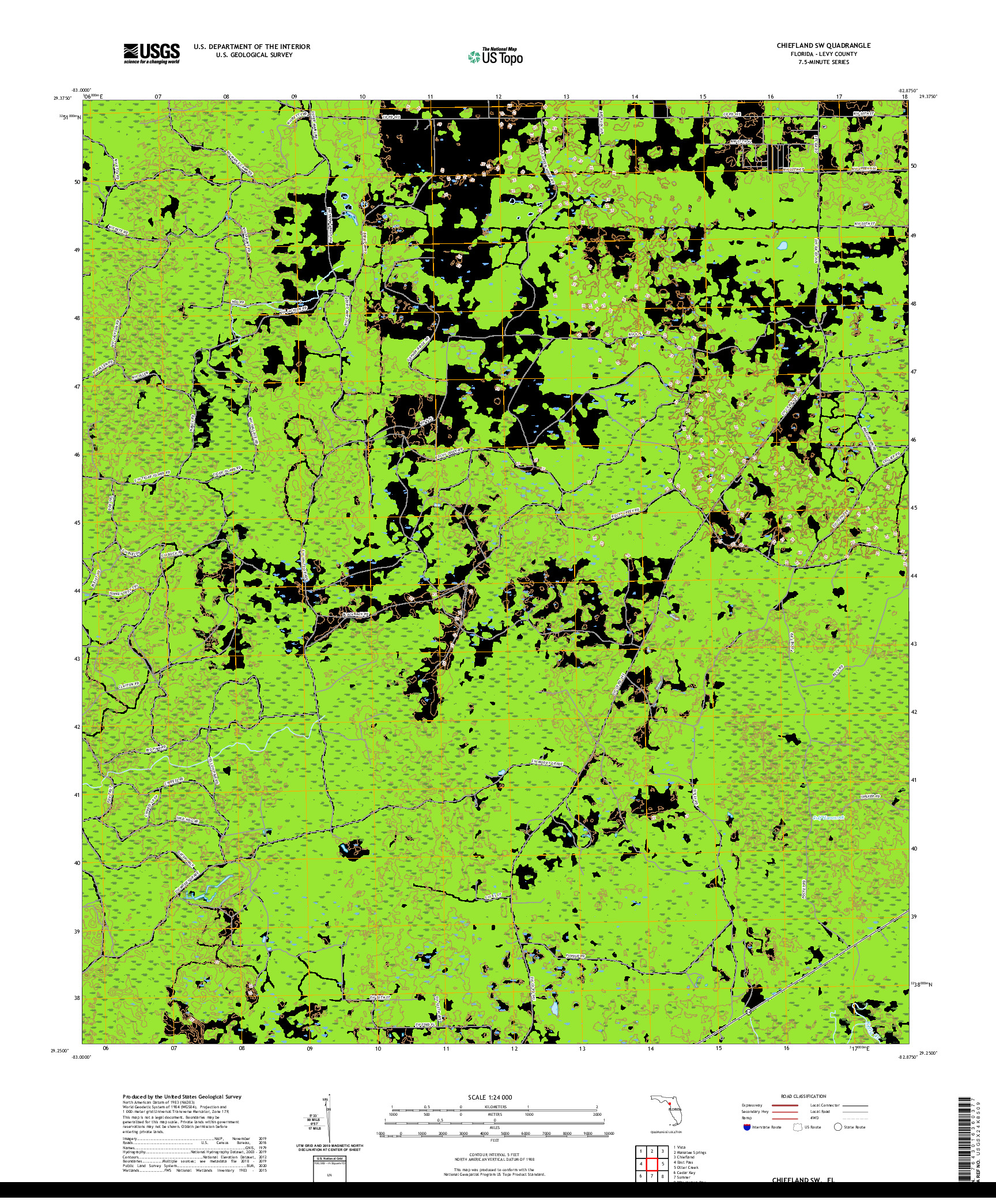 USGS US TOPO 7.5-MINUTE MAP FOR CHIEFLAND SW, FL 2021