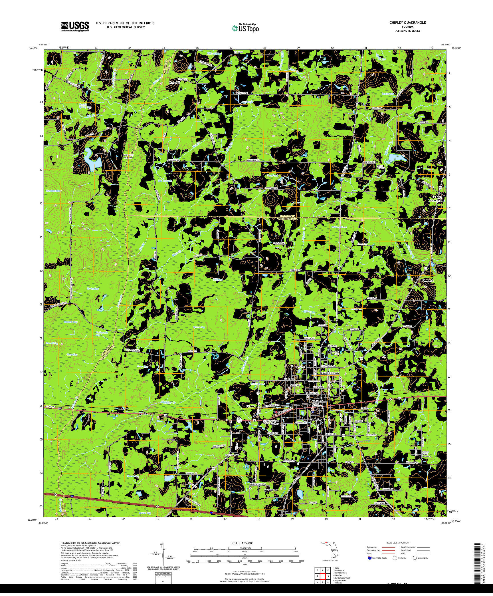 USGS US TOPO 7.5-MINUTE MAP FOR CHIPLEY, FL 2021