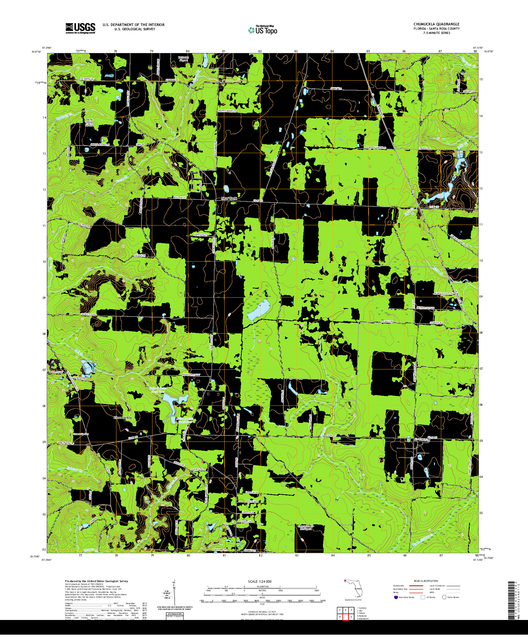 USGS US TOPO 7.5-MINUTE MAP FOR CHUMUCKLA, FL 2021