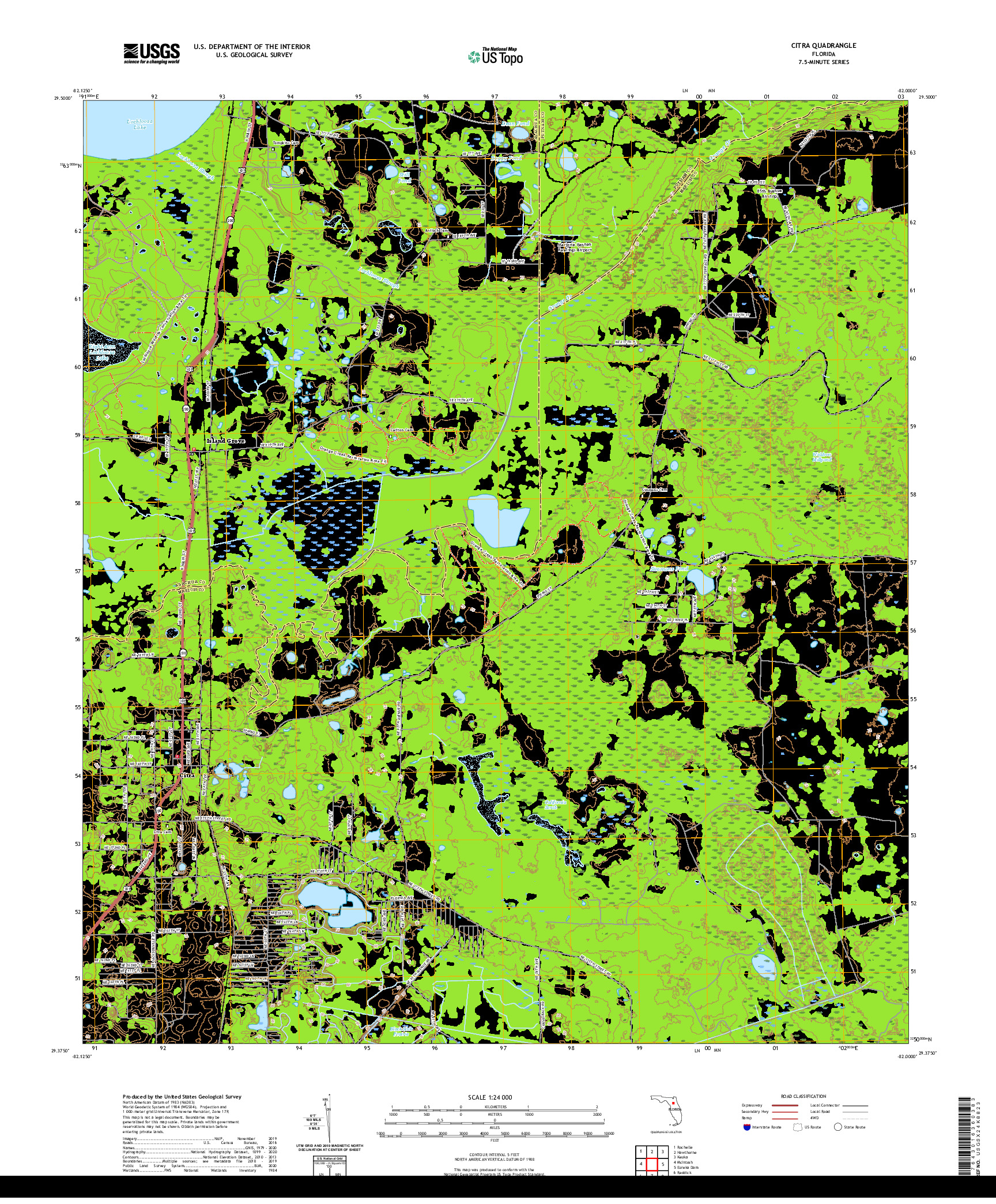 USGS US TOPO 7.5-MINUTE MAP FOR CITRA, FL 2021