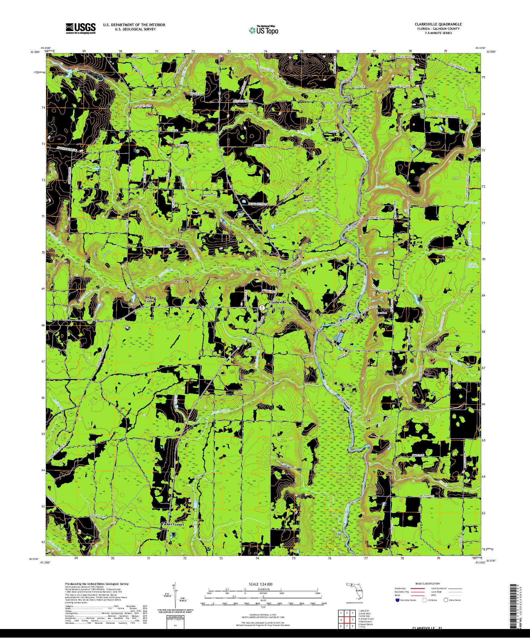 USGS US TOPO 7.5-MINUTE MAP FOR CLARKSVILLE, FL 2021