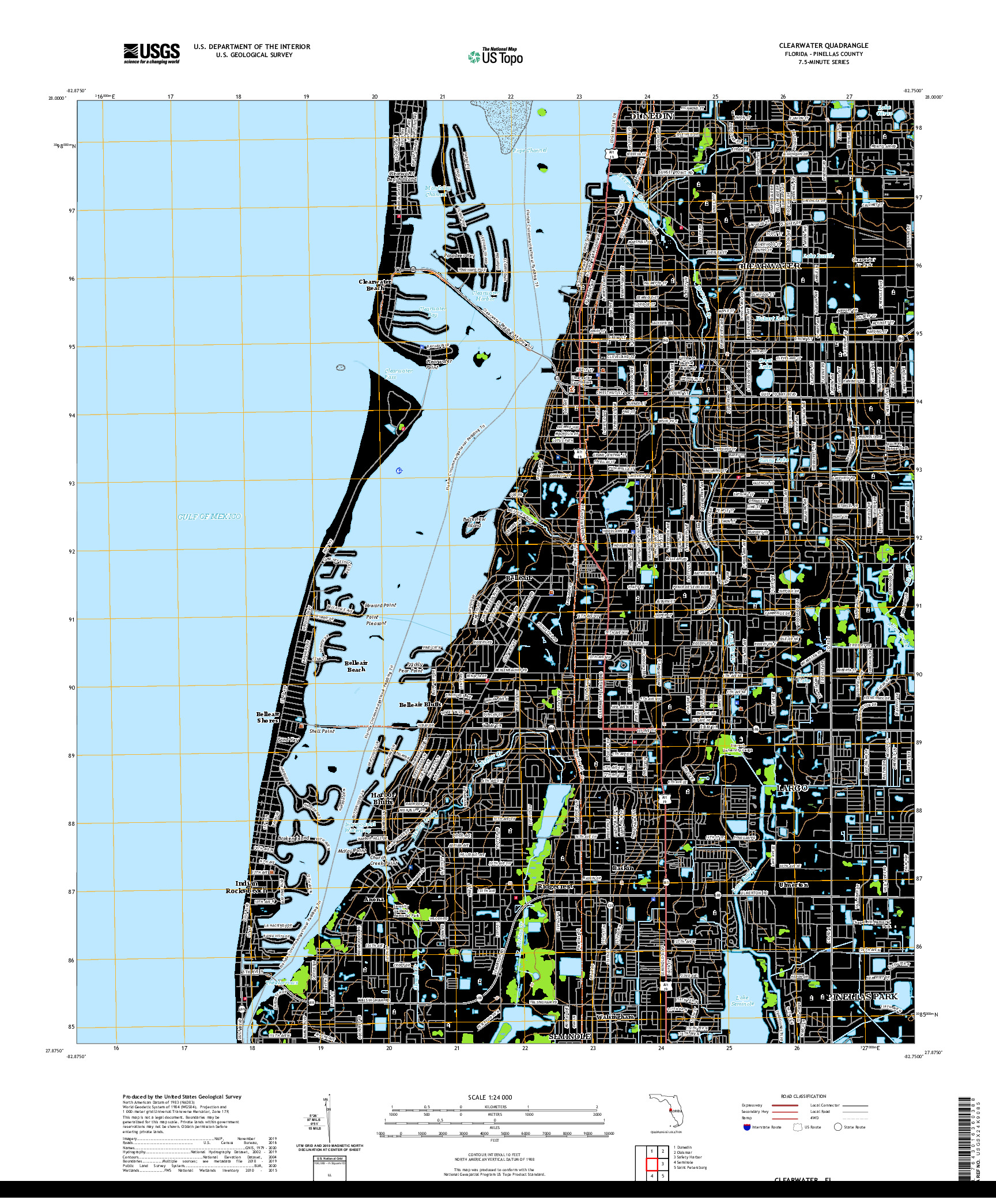 USGS US TOPO 7.5-MINUTE MAP FOR CLEARWATER, FL 2021