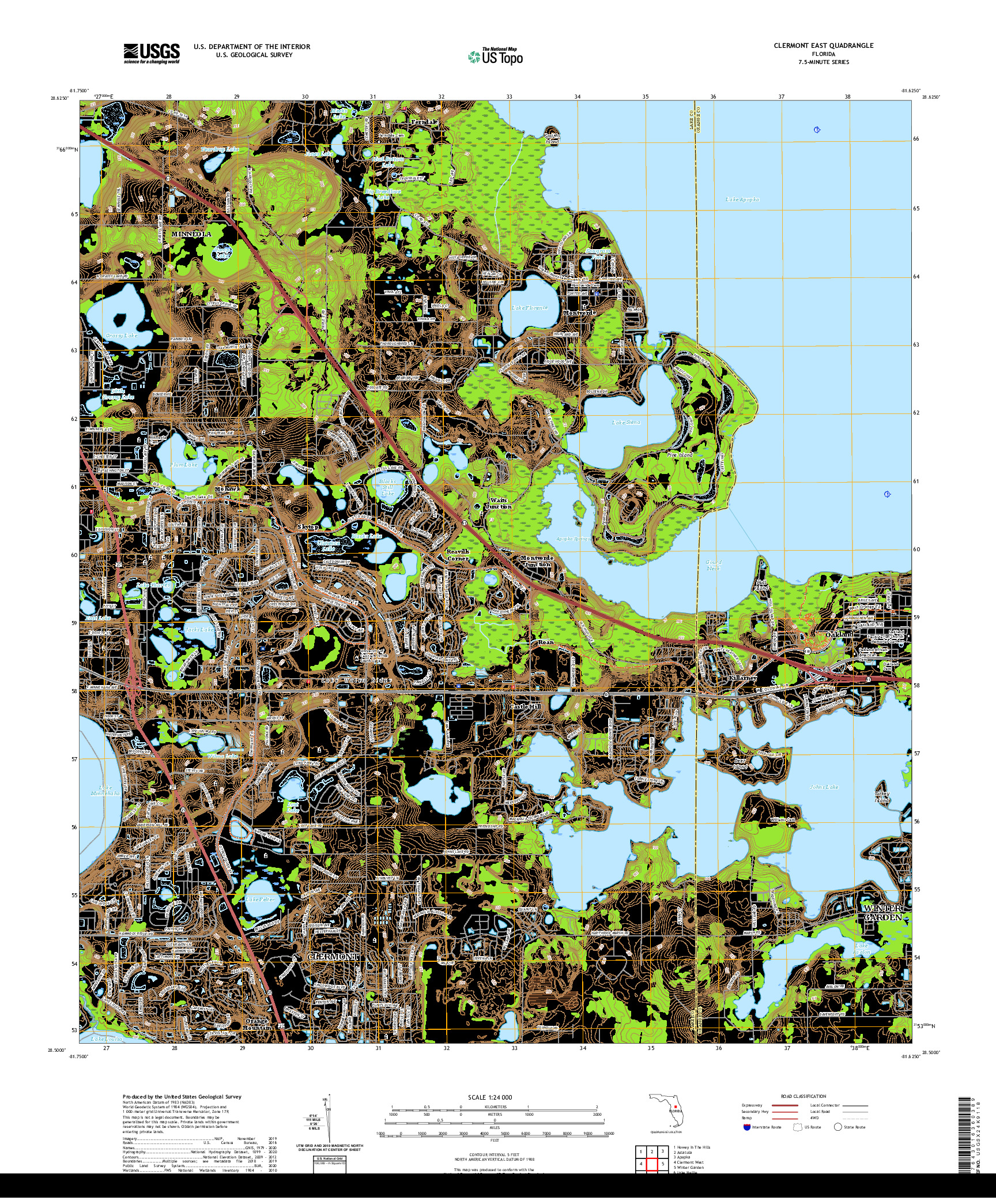 USGS US TOPO 7.5-MINUTE MAP FOR CLERMONT EAST, FL 2021