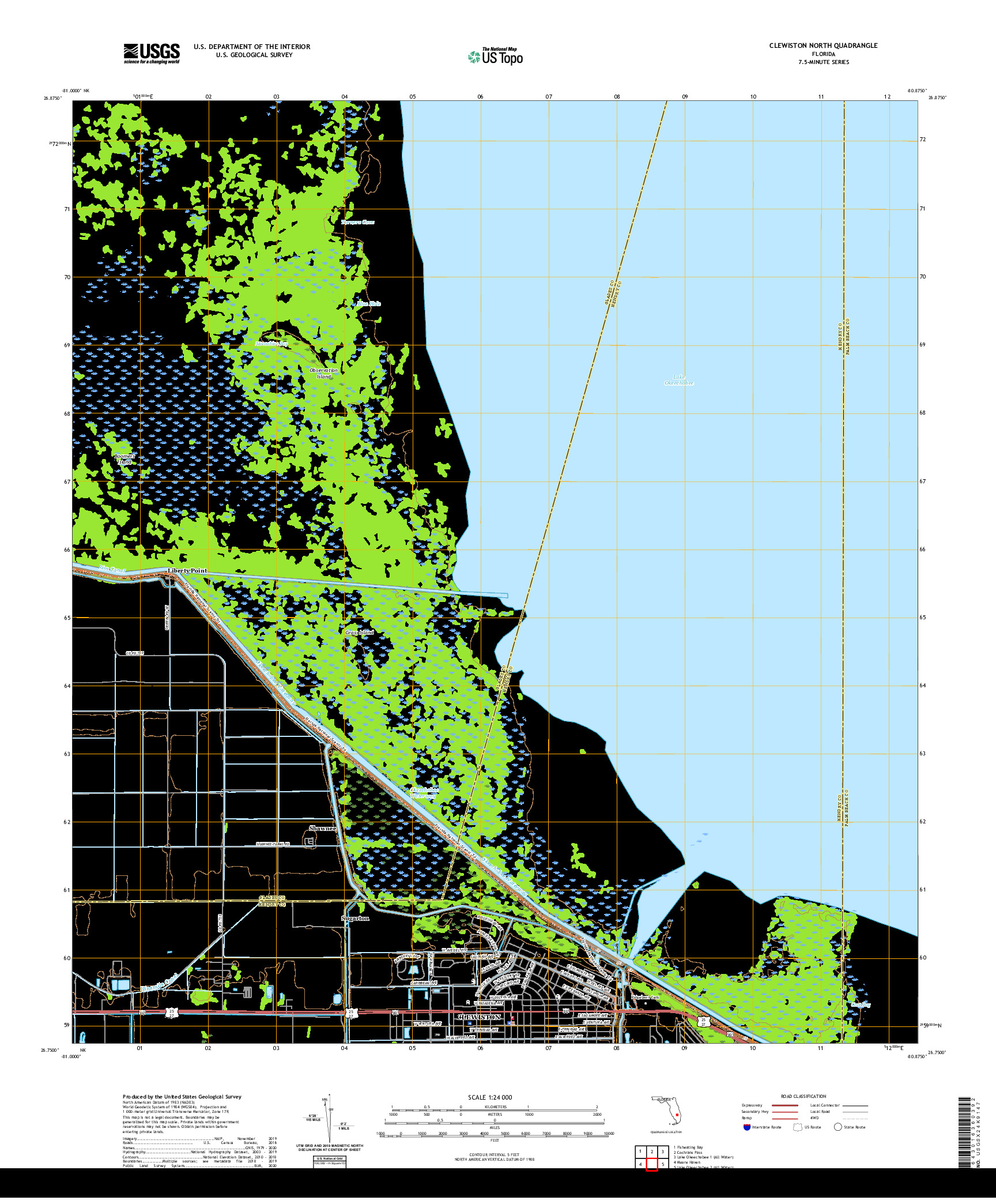 USGS US TOPO 7.5-MINUTE MAP FOR CLEWISTON NORTH, FL 2021