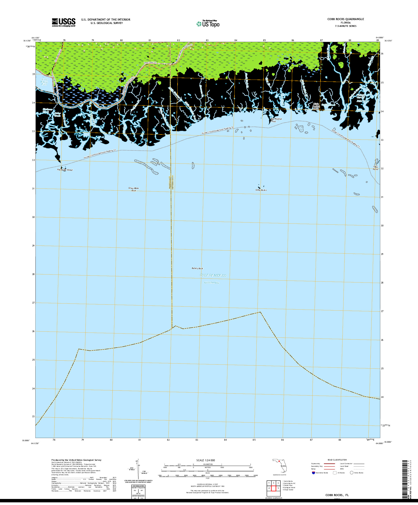 USGS US TOPO 7.5-MINUTE MAP FOR COBB ROCKS, FL 2021