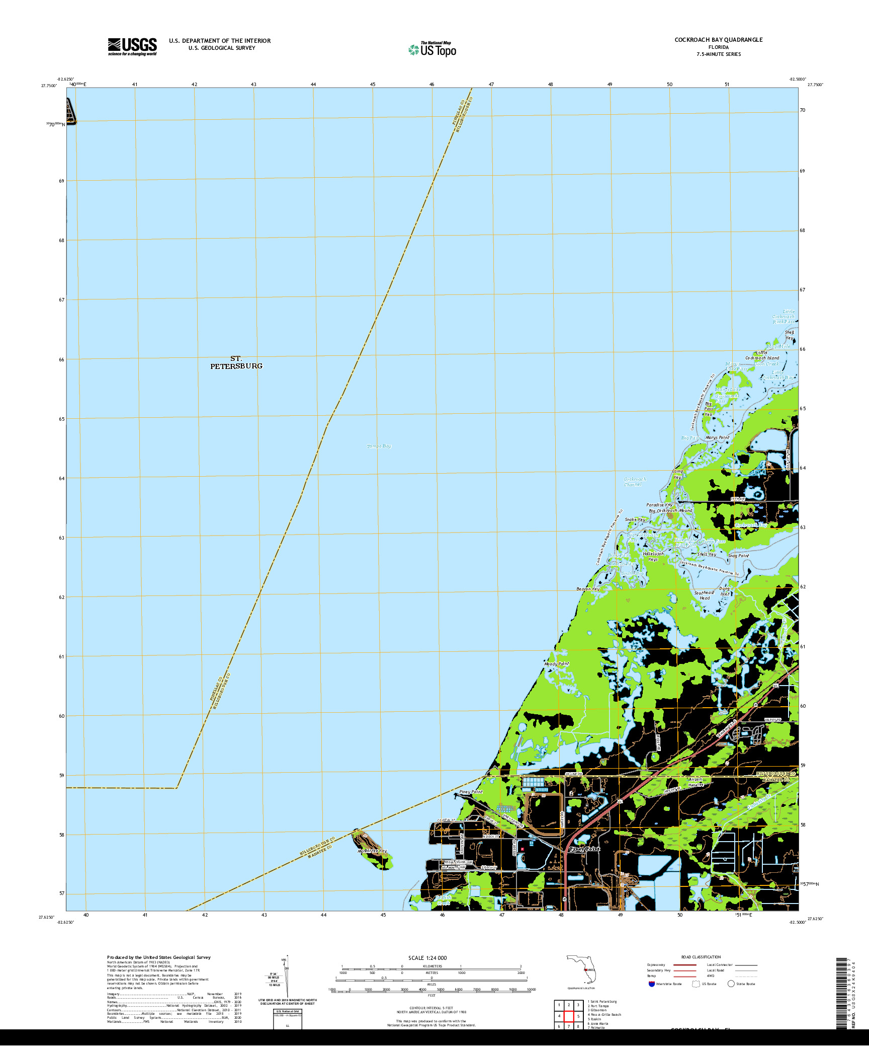 USGS US TOPO 7.5-MINUTE MAP FOR COCKROACH BAY, FL 2021