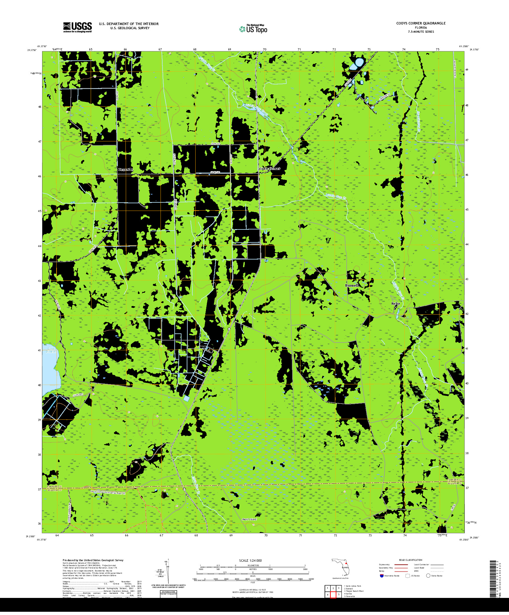 USGS US TOPO 7.5-MINUTE MAP FOR CODYS CORNER, FL 2021
