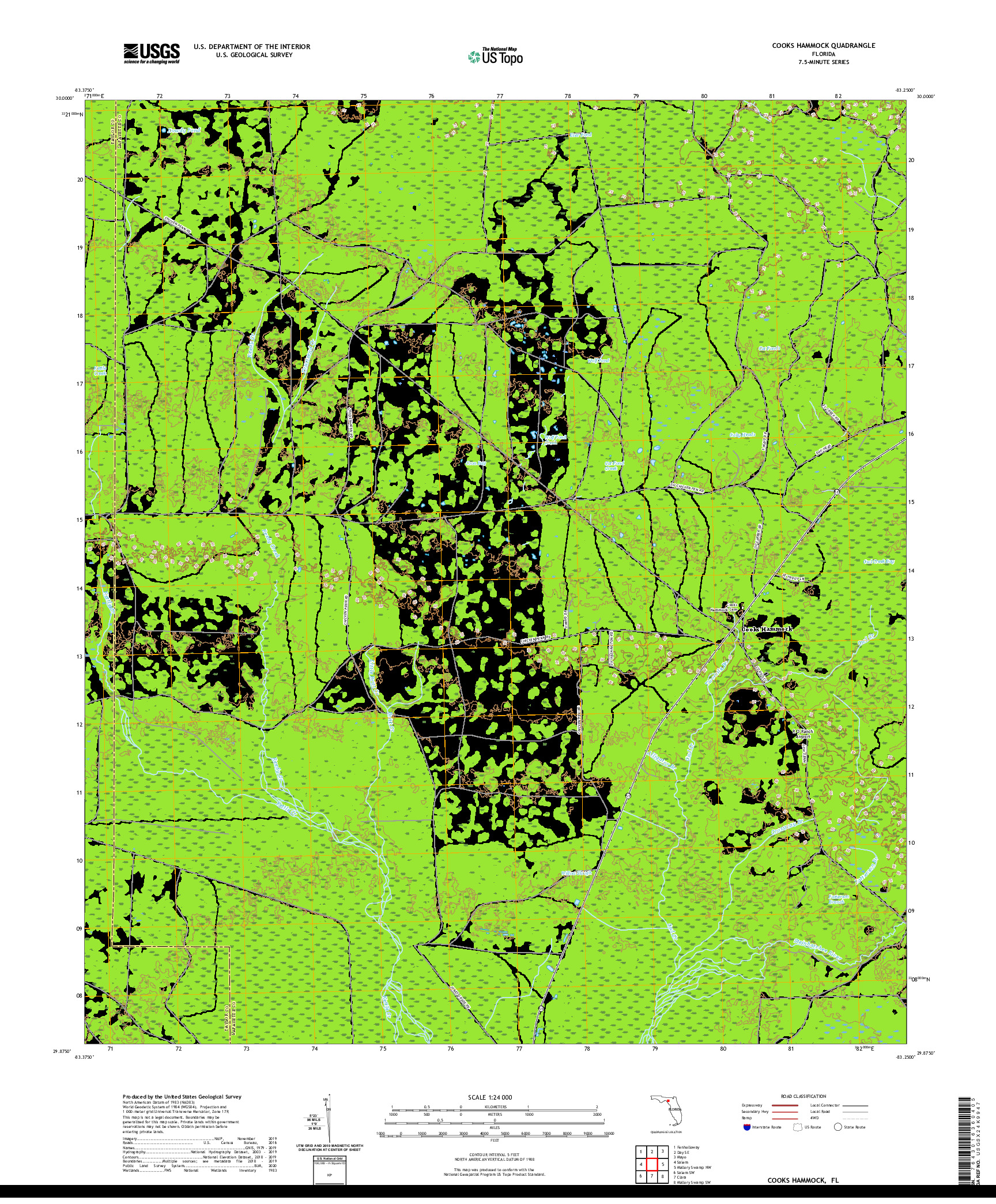 USGS US TOPO 7.5-MINUTE MAP FOR COOKS HAMMOCK, FL 2021