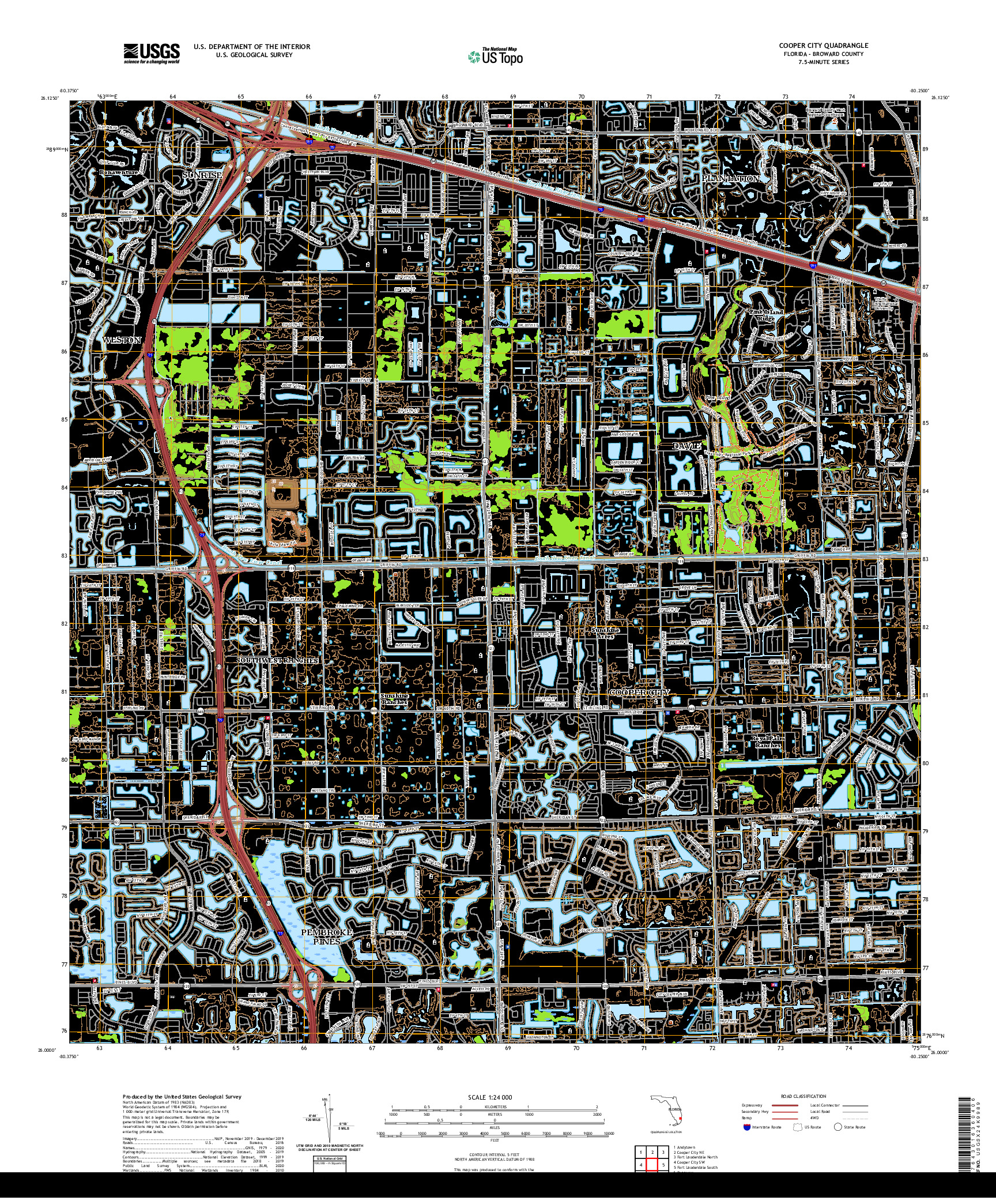 USGS US TOPO 7.5-MINUTE MAP FOR COOPER CITY, FL 2021