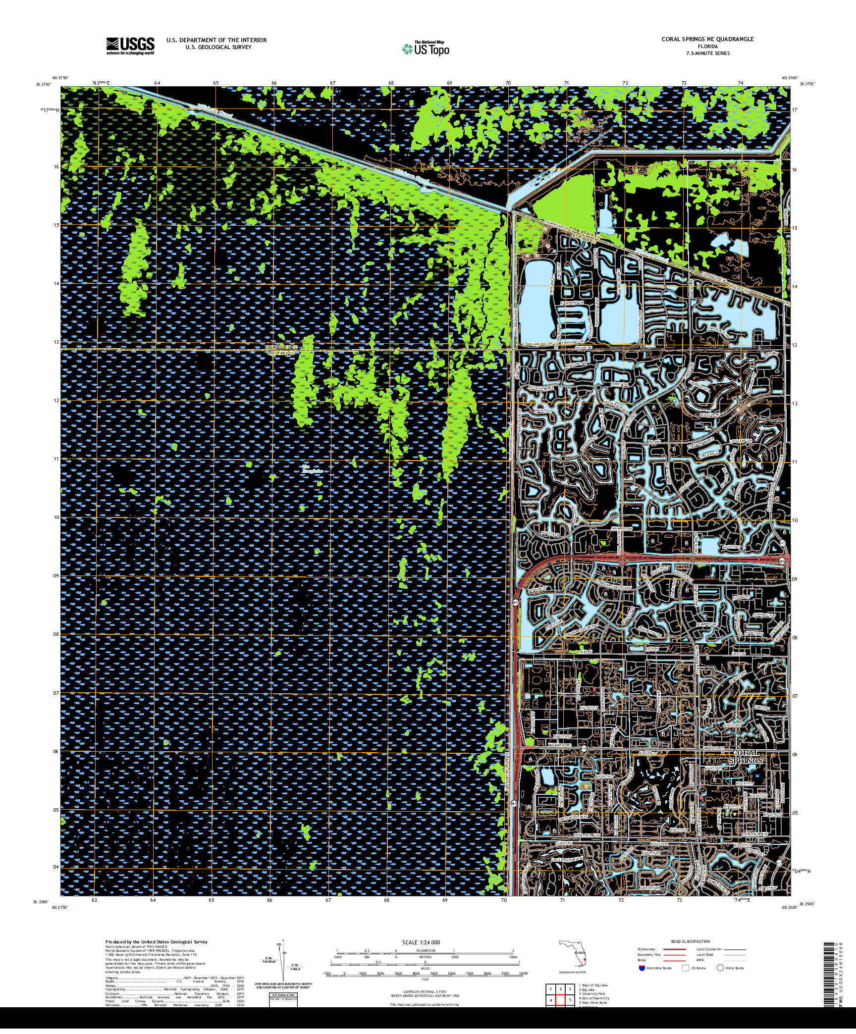 USGS US TOPO 7.5-MINUTE MAP FOR CORAL SPRINGS NE, FL 2021