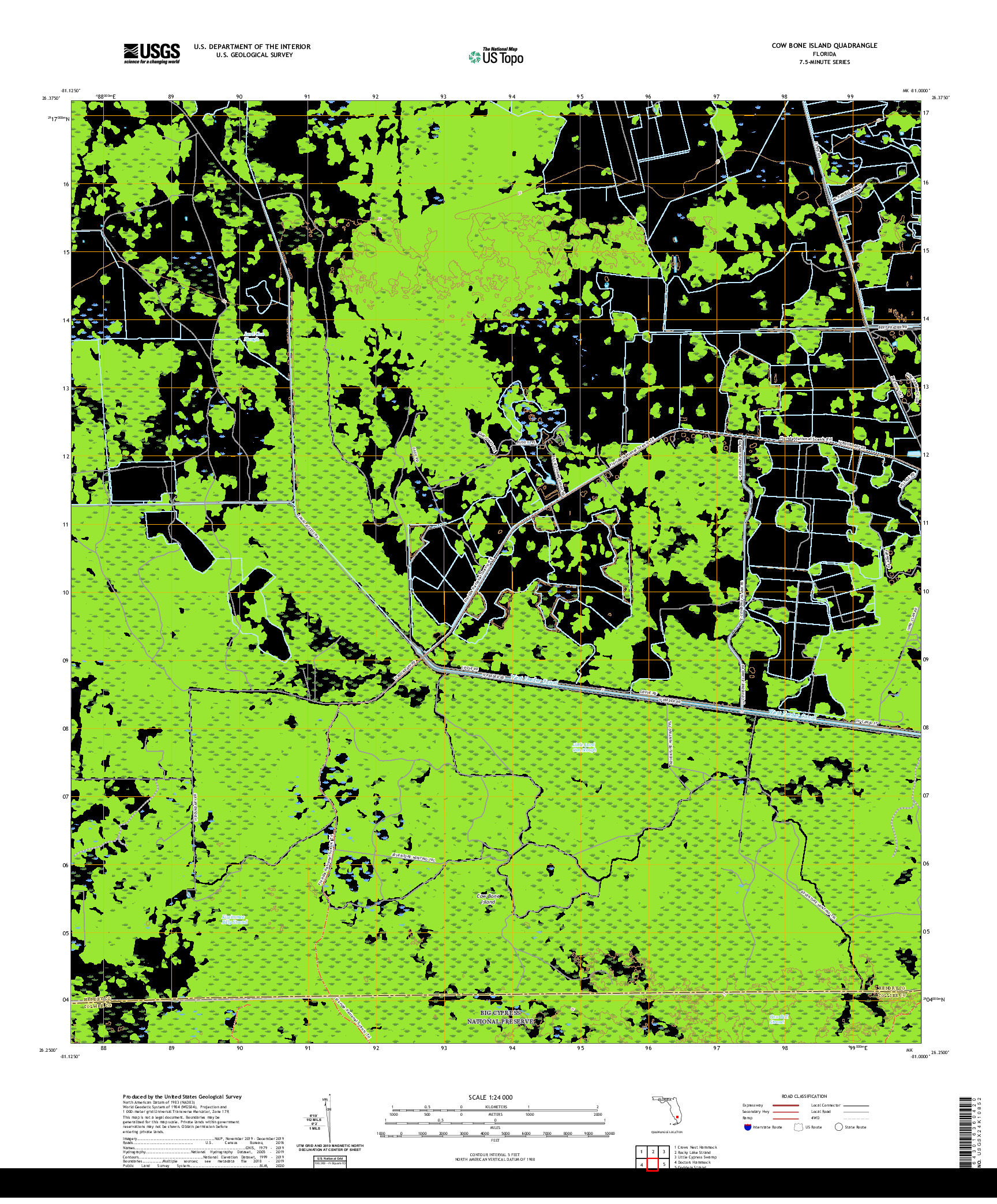USGS US TOPO 7.5-MINUTE MAP FOR COW BONE ISLAND, FL 2021