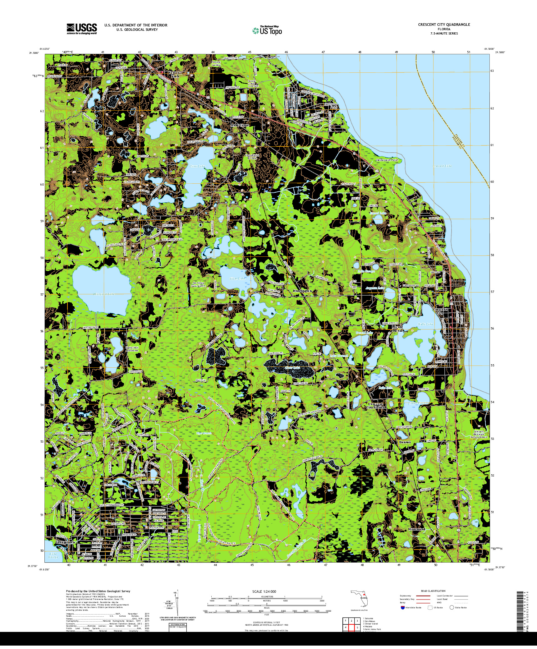 USGS US TOPO 7.5-MINUTE MAP FOR CRESCENT CITY, FL 2021