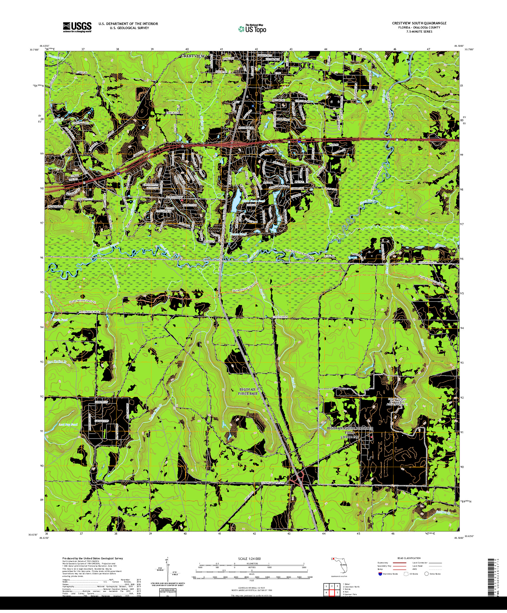 USGS US TOPO 7.5-MINUTE MAP FOR CRESTVIEW SOUTH, FL 2021