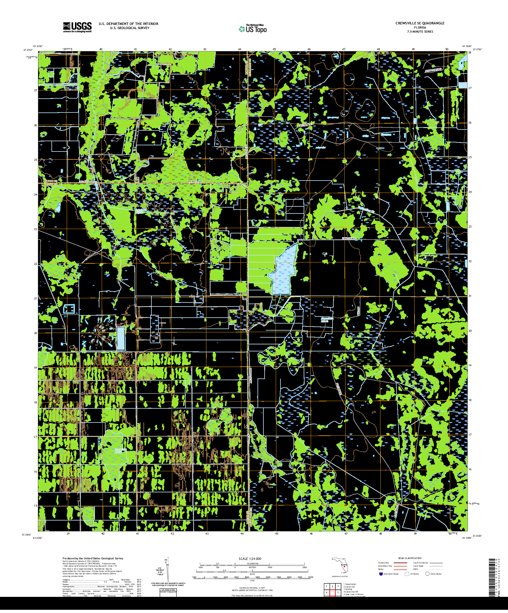 USGS US TOPO 7.5-MINUTE MAP FOR CREWSVILLE SE, FL 2021