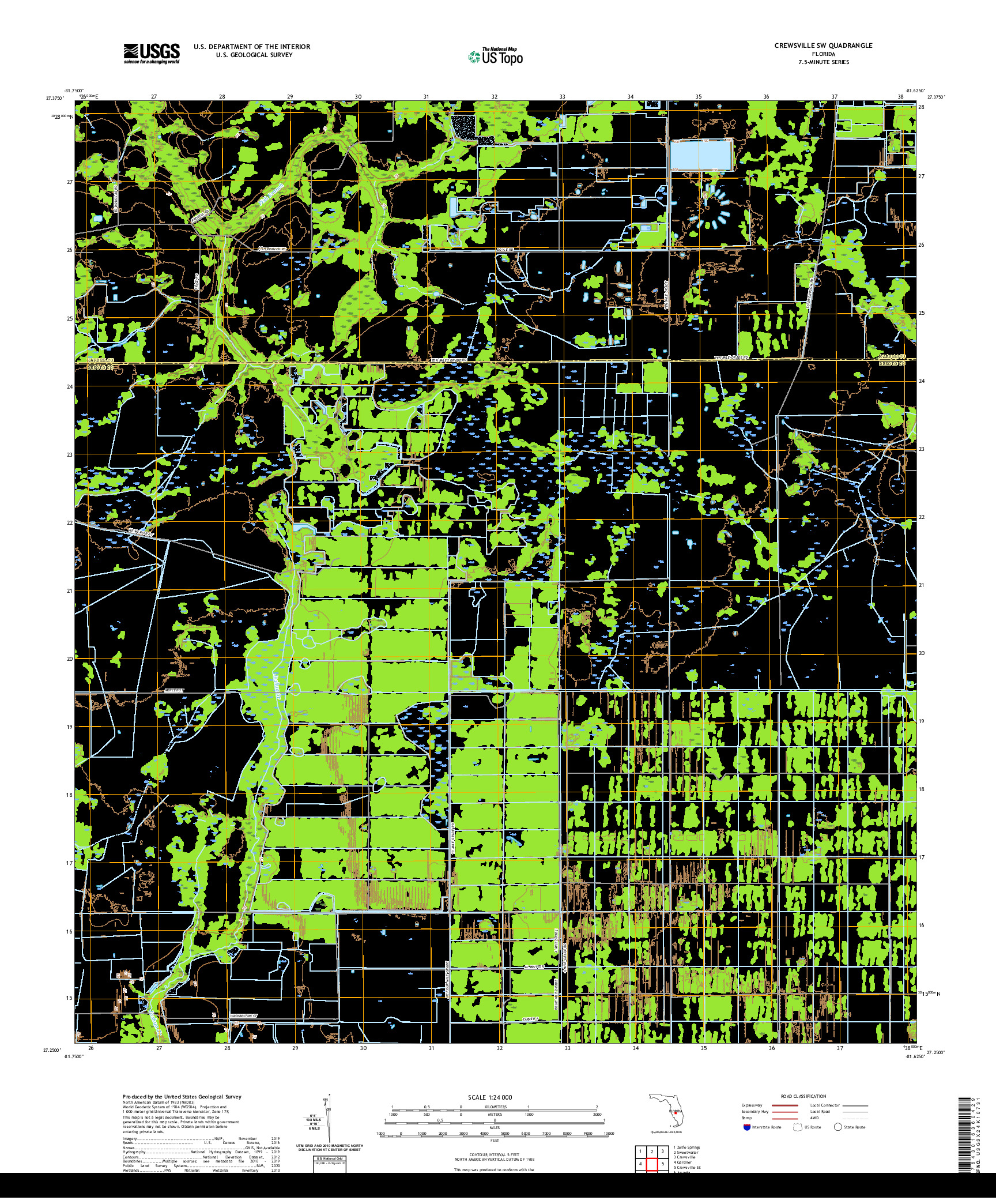 USGS US TOPO 7.5-MINUTE MAP FOR CREWSVILLE SW, FL 2021