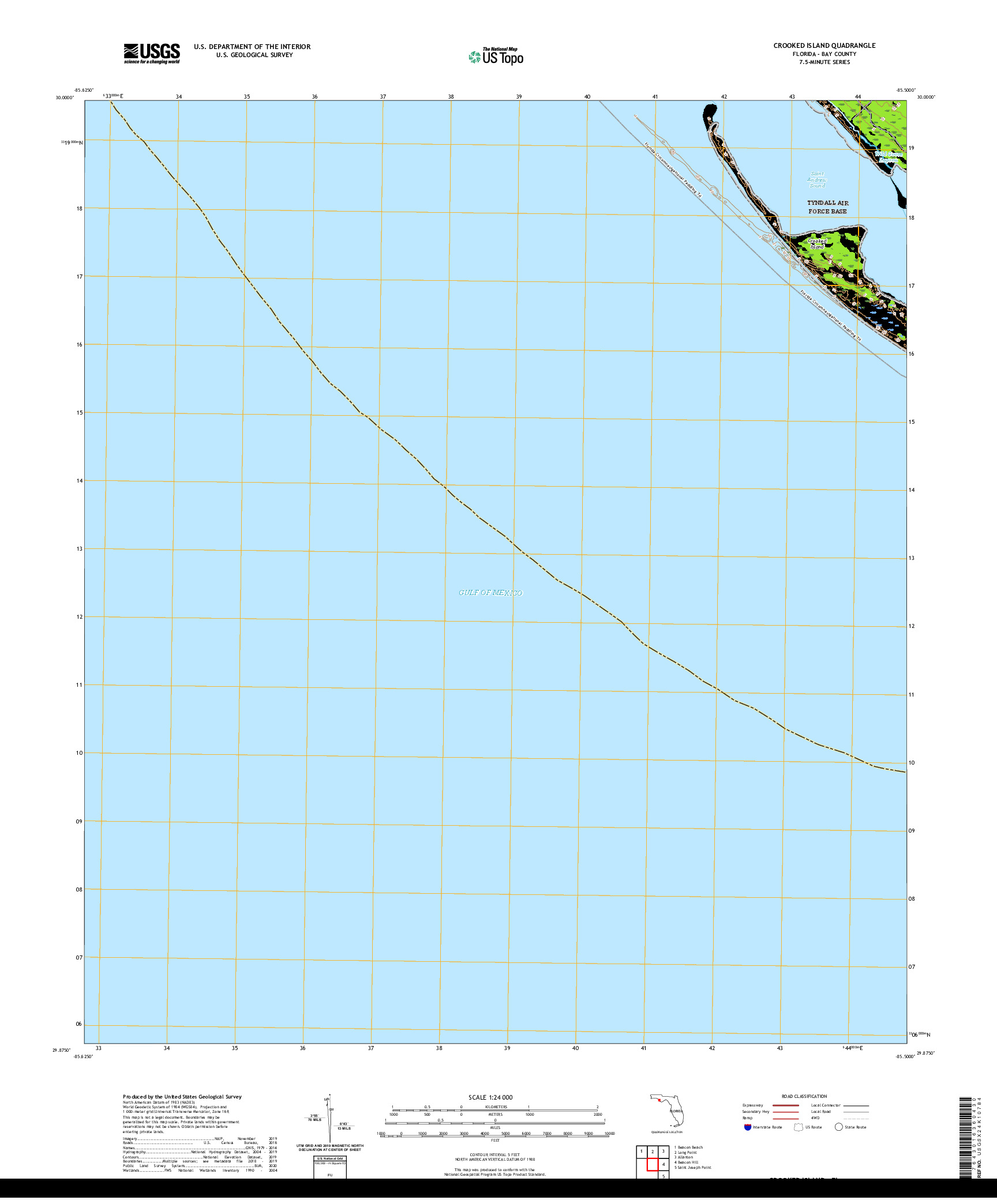 USGS US TOPO 7.5-MINUTE MAP FOR CROOKED ISLAND, FL 2021