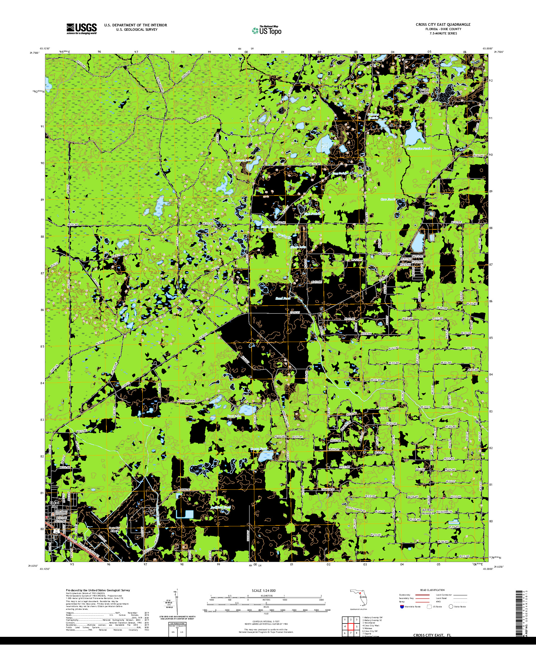 USGS US TOPO 7.5-MINUTE MAP FOR CROSS CITY EAST, FL 2021