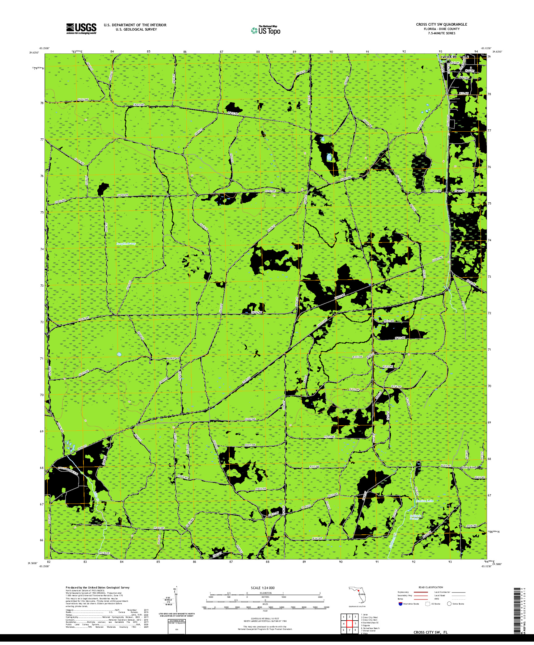 USGS US TOPO 7.5-MINUTE MAP FOR CROSS CITY SW, FL 2021