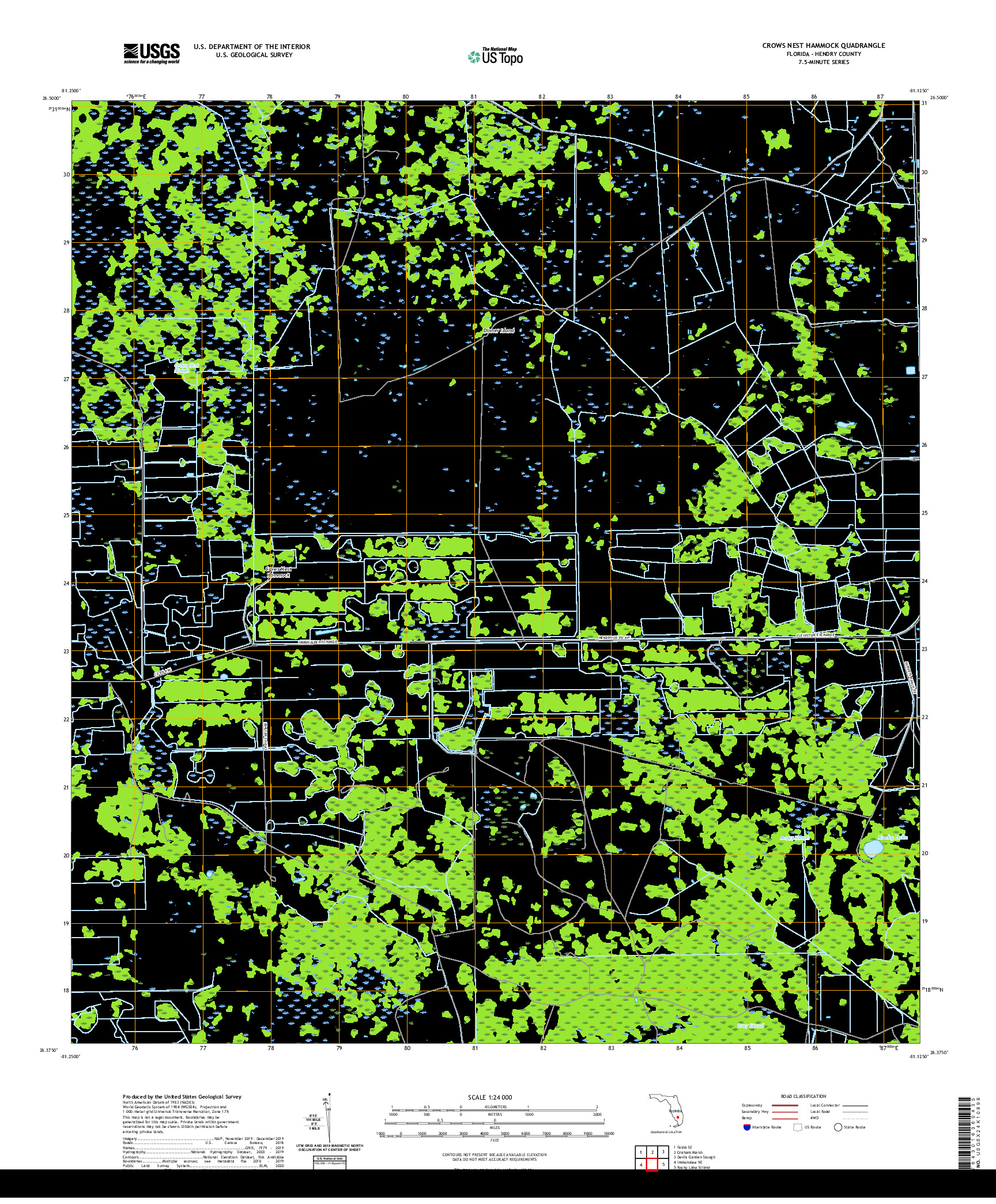 USGS US TOPO 7.5-MINUTE MAP FOR CROWS NEST HAMMOCK, FL 2021