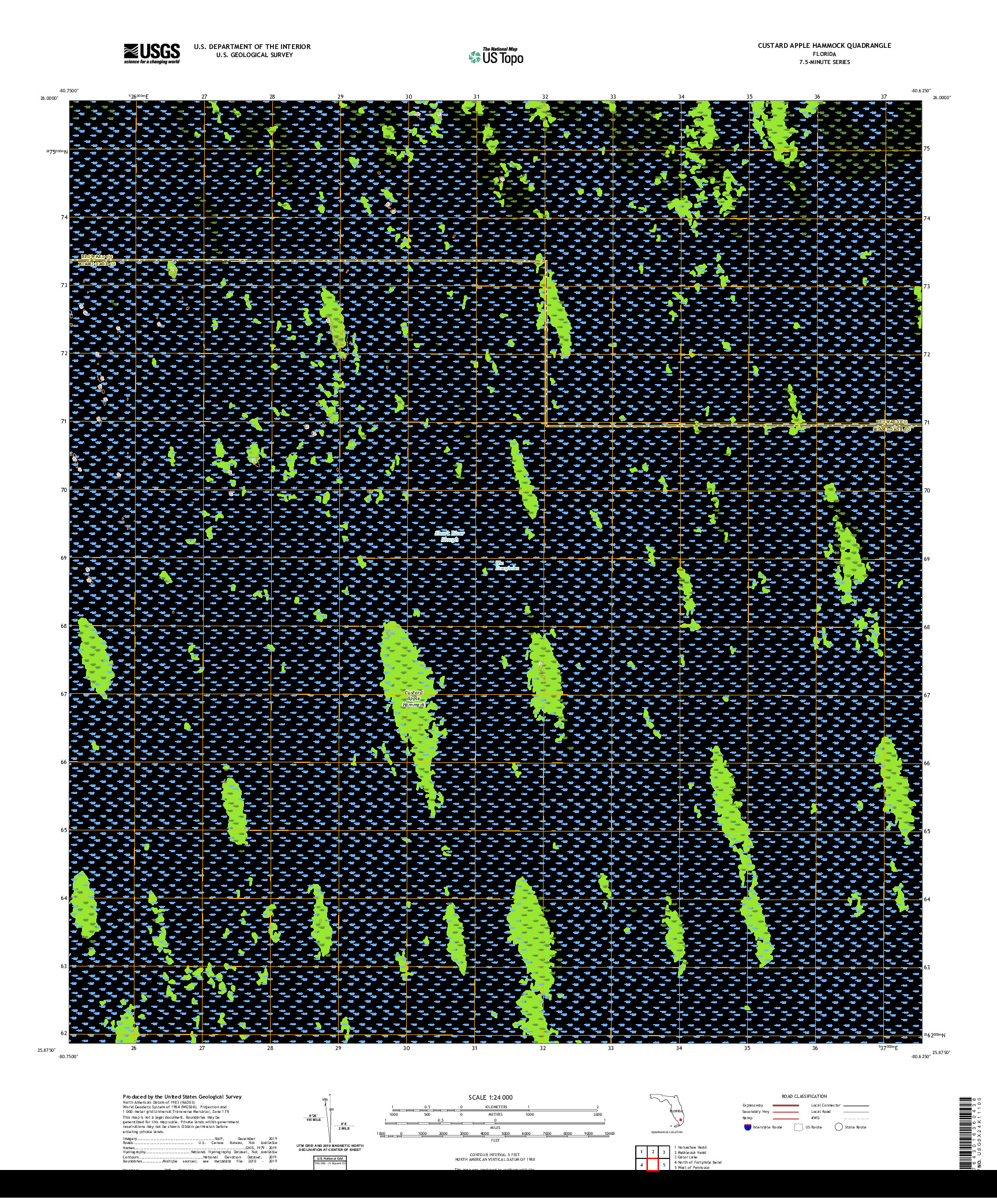 USGS US TOPO 7.5-MINUTE MAP FOR CUSTARD APPLE HAMMOCK, FL 2021