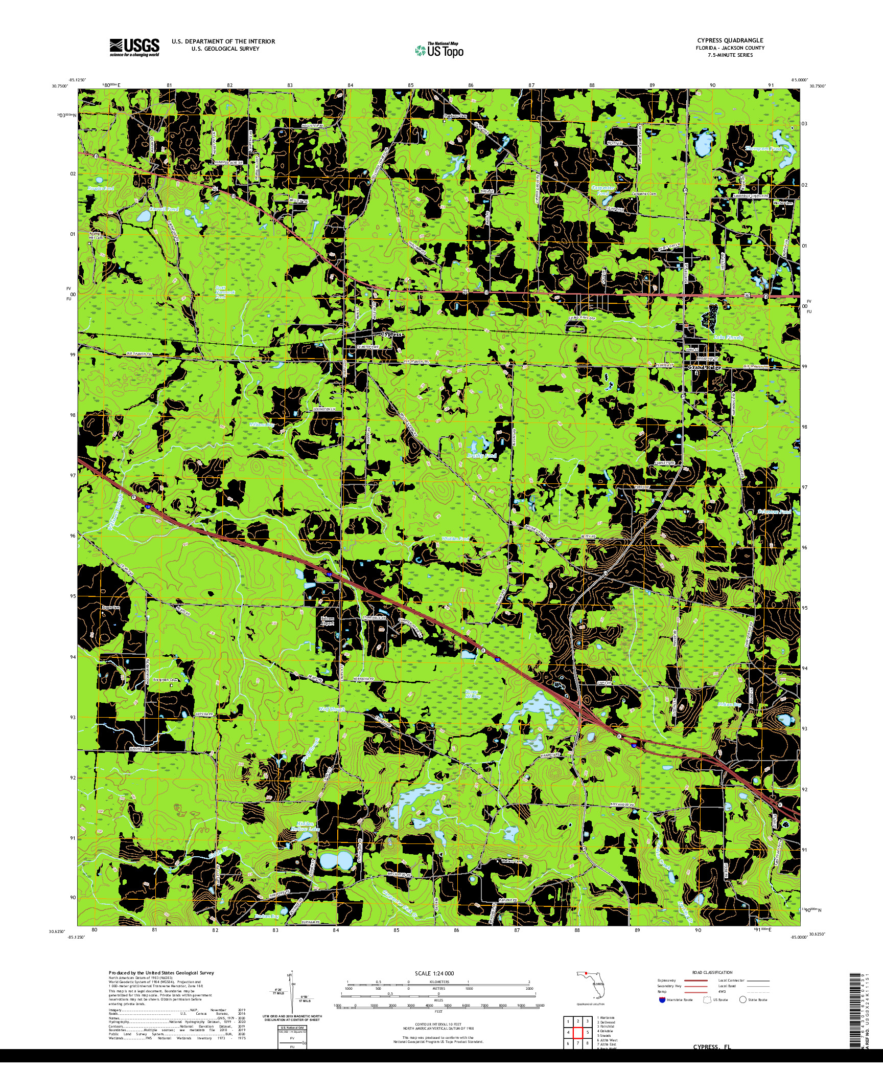 USGS US TOPO 7.5-MINUTE MAP FOR CYPRESS, FL 2021