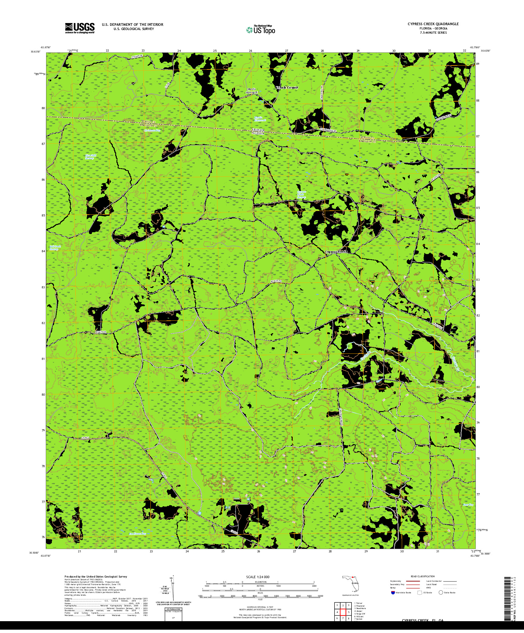 USGS US TOPO 7.5-MINUTE MAP FOR CYPRESS CREEK, FL,GA 2021