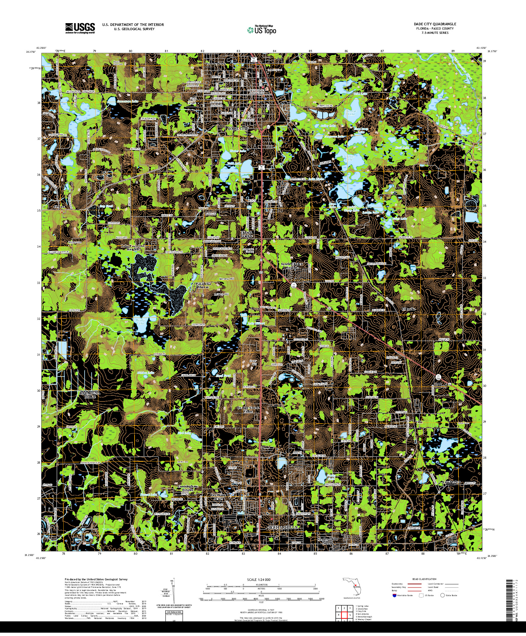 USGS US TOPO 7.5-MINUTE MAP FOR DADE CITY, FL 2021