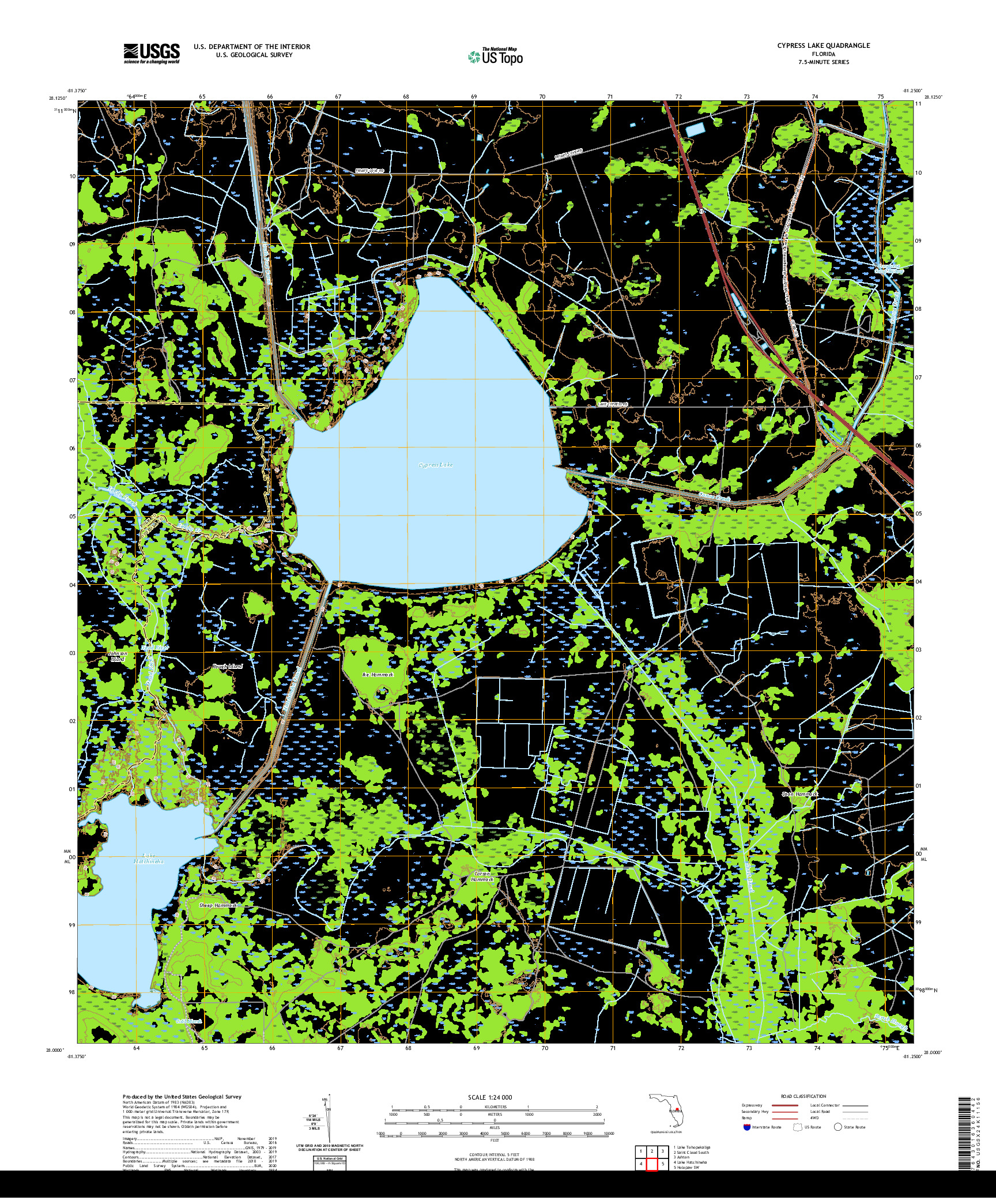 USGS US TOPO 7.5-MINUTE MAP FOR CYPRESS LAKE, FL 2021