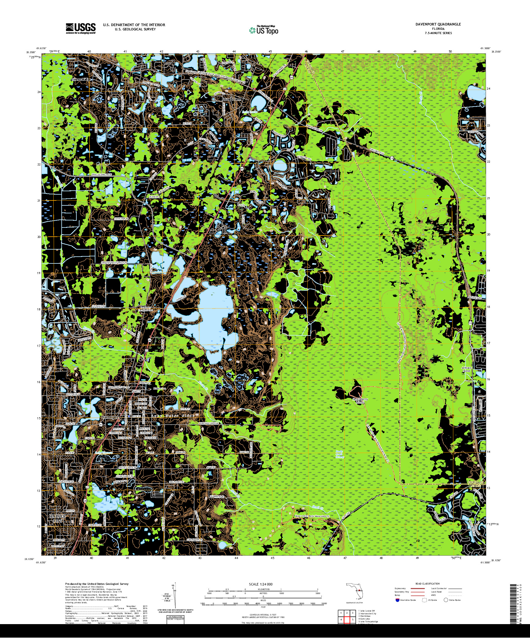 USGS US TOPO 7.5-MINUTE MAP FOR DAVENPORT, FL 2021