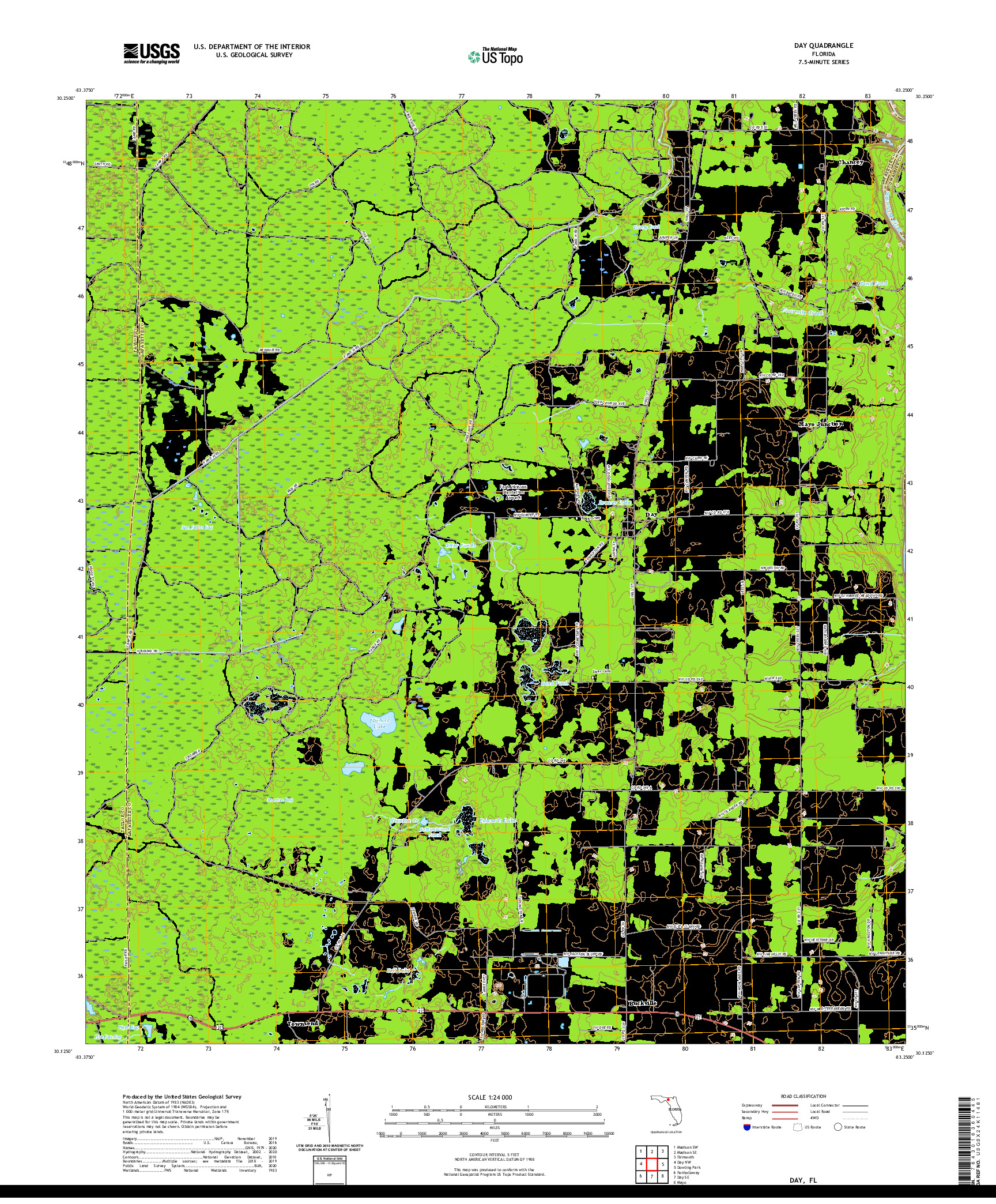 USGS US TOPO 7.5-MINUTE MAP FOR DAY, FL 2021