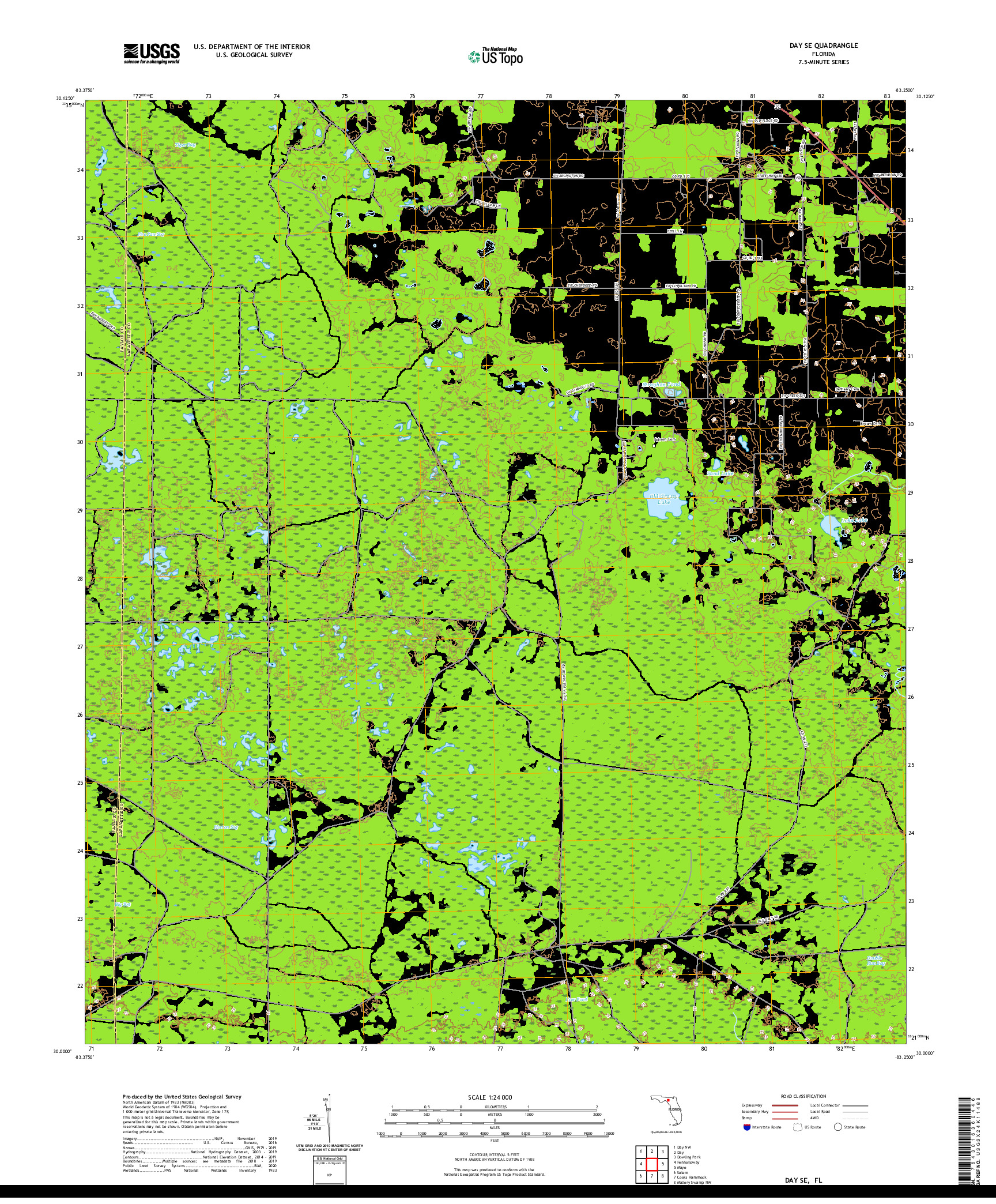 USGS US TOPO 7.5-MINUTE MAP FOR DAY SE, FL 2021