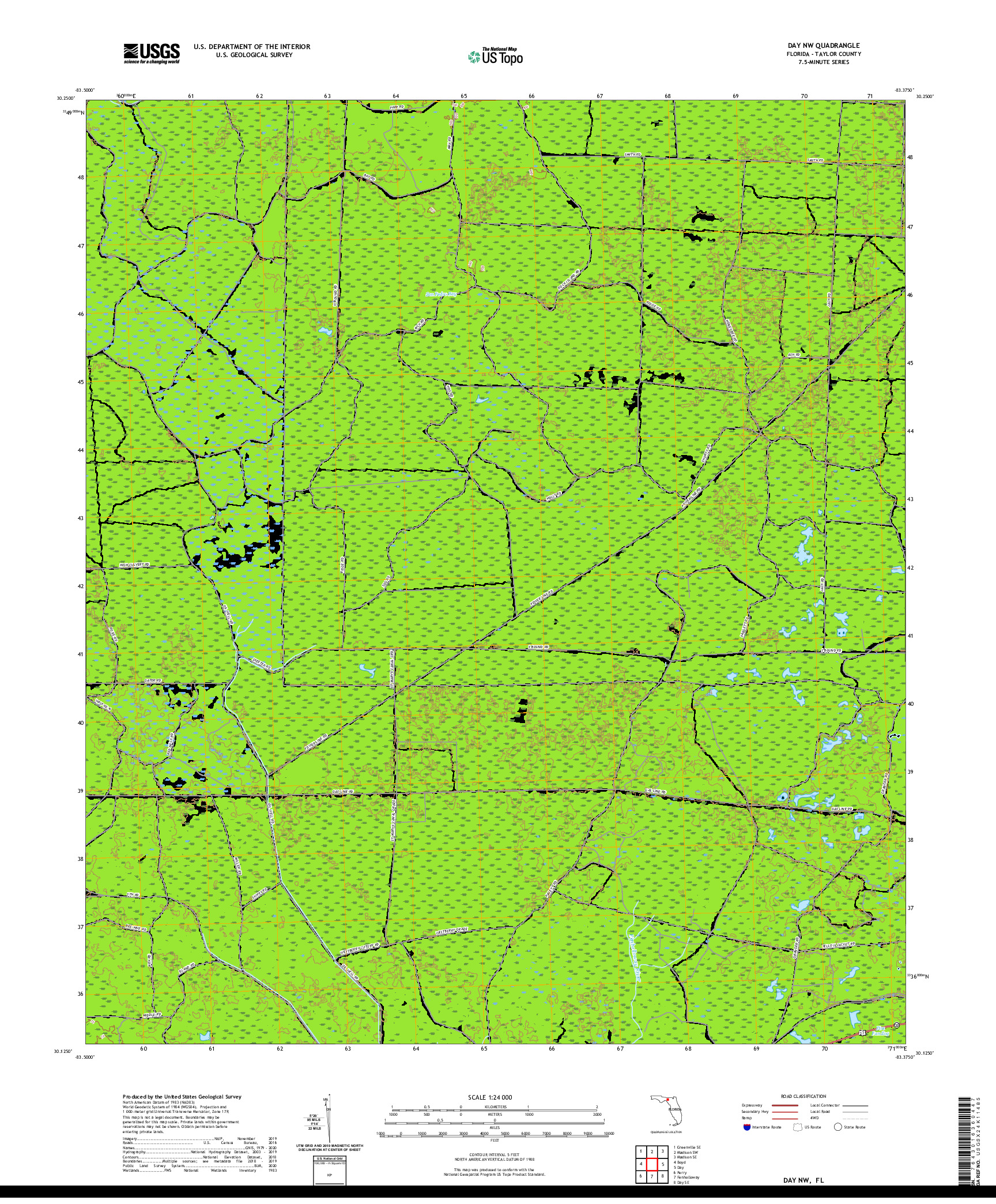 USGS US TOPO 7.5-MINUTE MAP FOR DAY NW, FL 2021