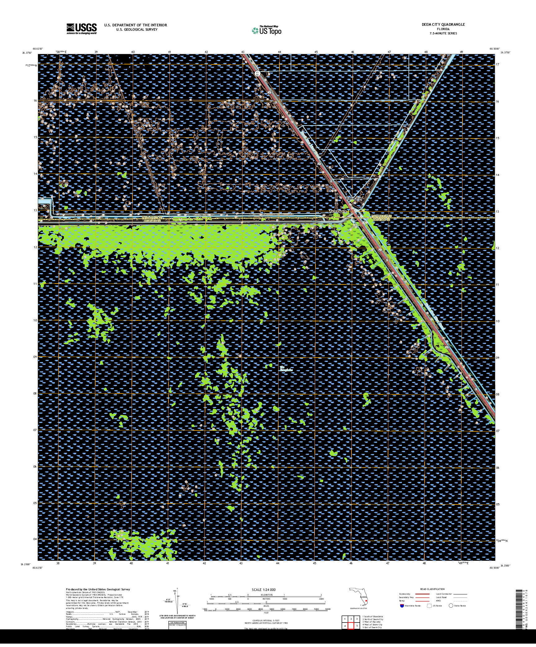 USGS US TOPO 7.5-MINUTE MAP FOR DEEM CITY, FL 2021