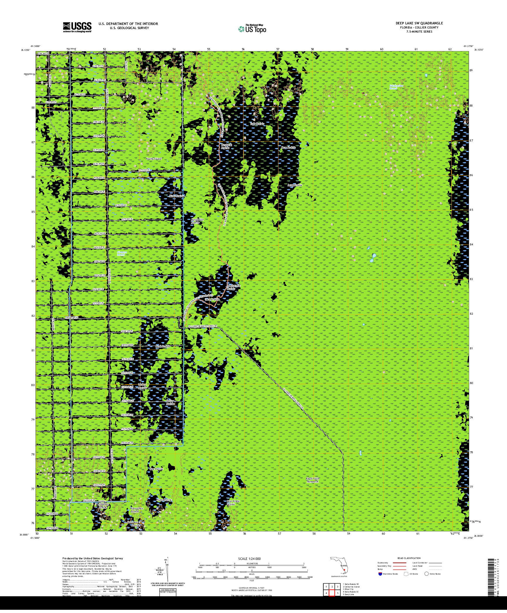 USGS US TOPO 7.5-MINUTE MAP FOR DEEP LAKE SW, FL 2021