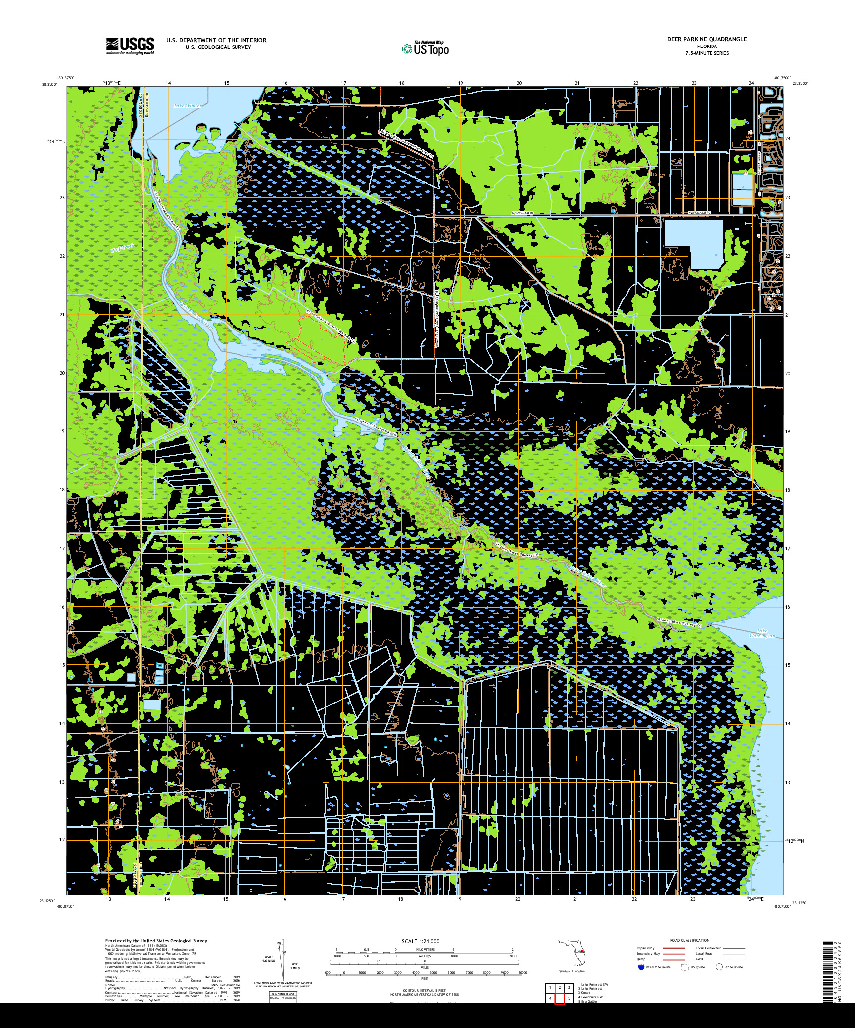 USGS US TOPO 7.5-MINUTE MAP FOR DEER PARK NE, FL 2021
