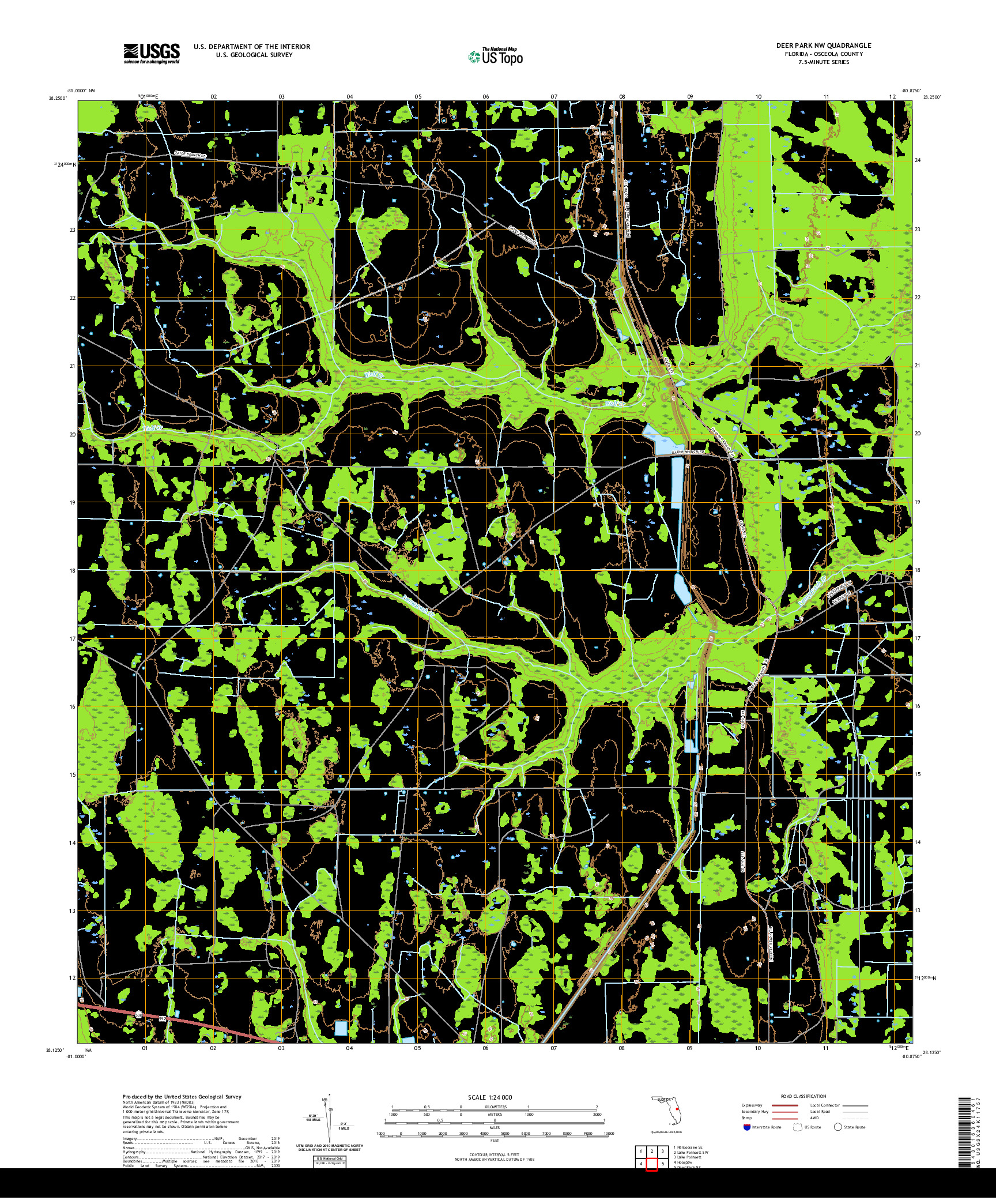 USGS US TOPO 7.5-MINUTE MAP FOR DEER PARK NW, FL 2021