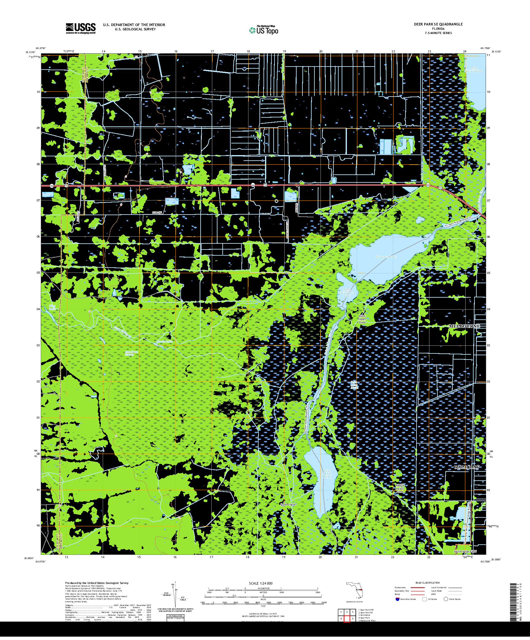 USGS US TOPO 7.5-MINUTE MAP FOR DEER PARK SE, FL 2021