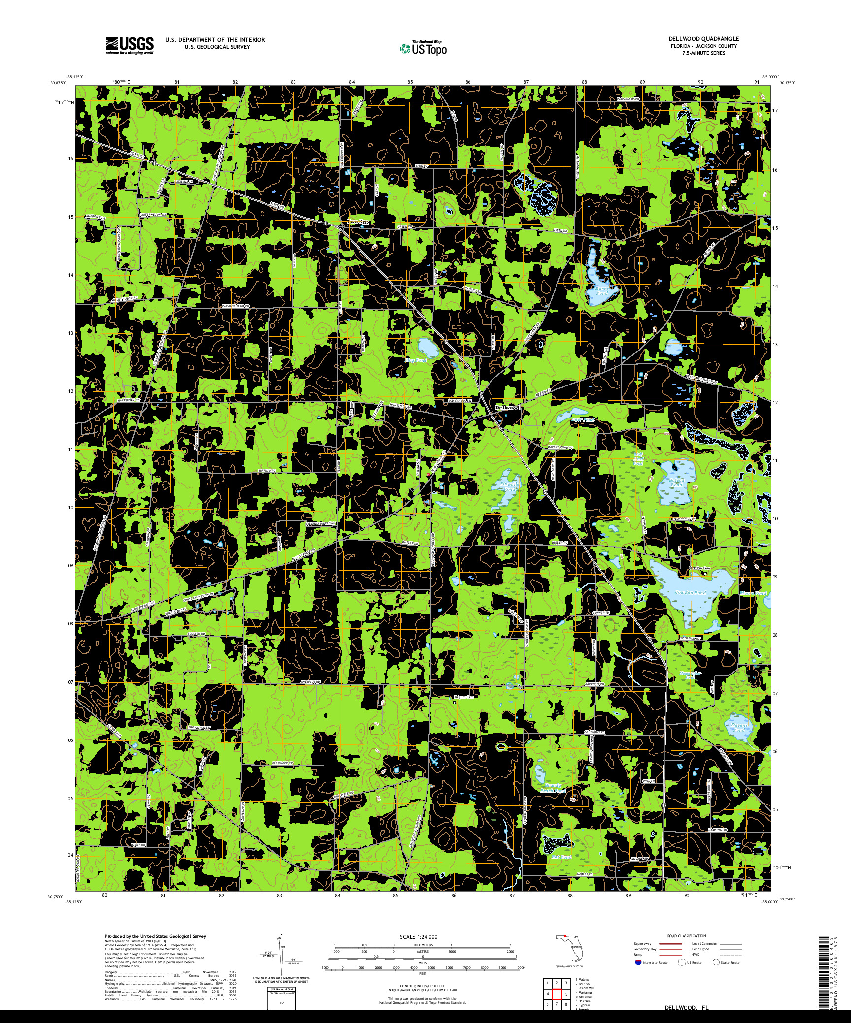 USGS US TOPO 7.5-MINUTE MAP FOR DELLWOOD, FL 2021