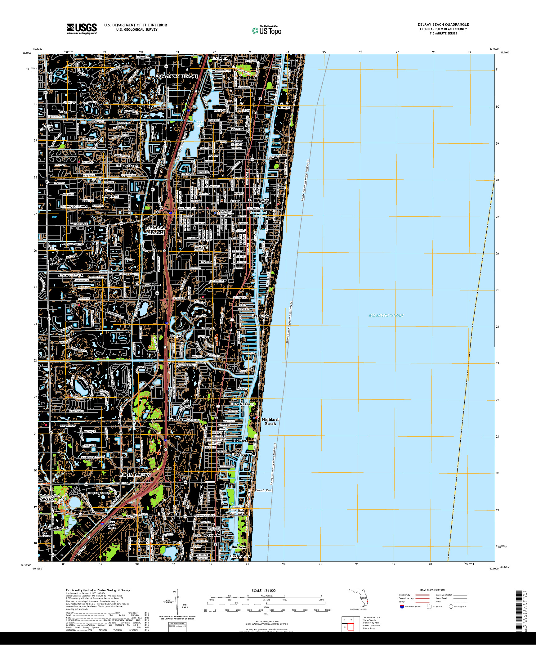 USGS US TOPO 7.5-MINUTE MAP FOR DELRAY BEACH, FL 2021