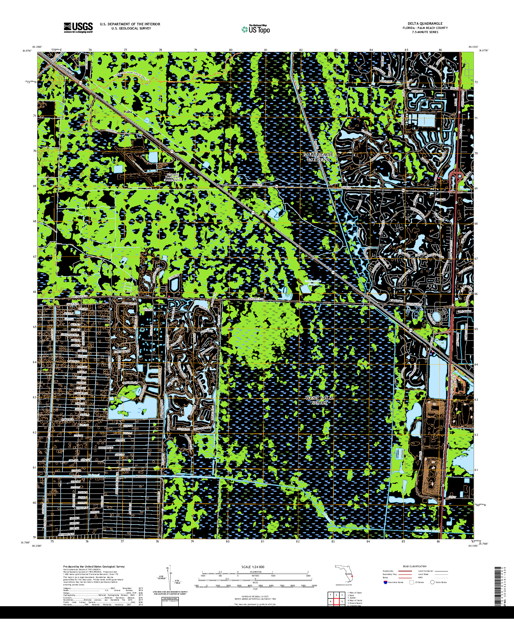 USGS US TOPO 7.5-MINUTE MAP FOR DELTA, FL 2021