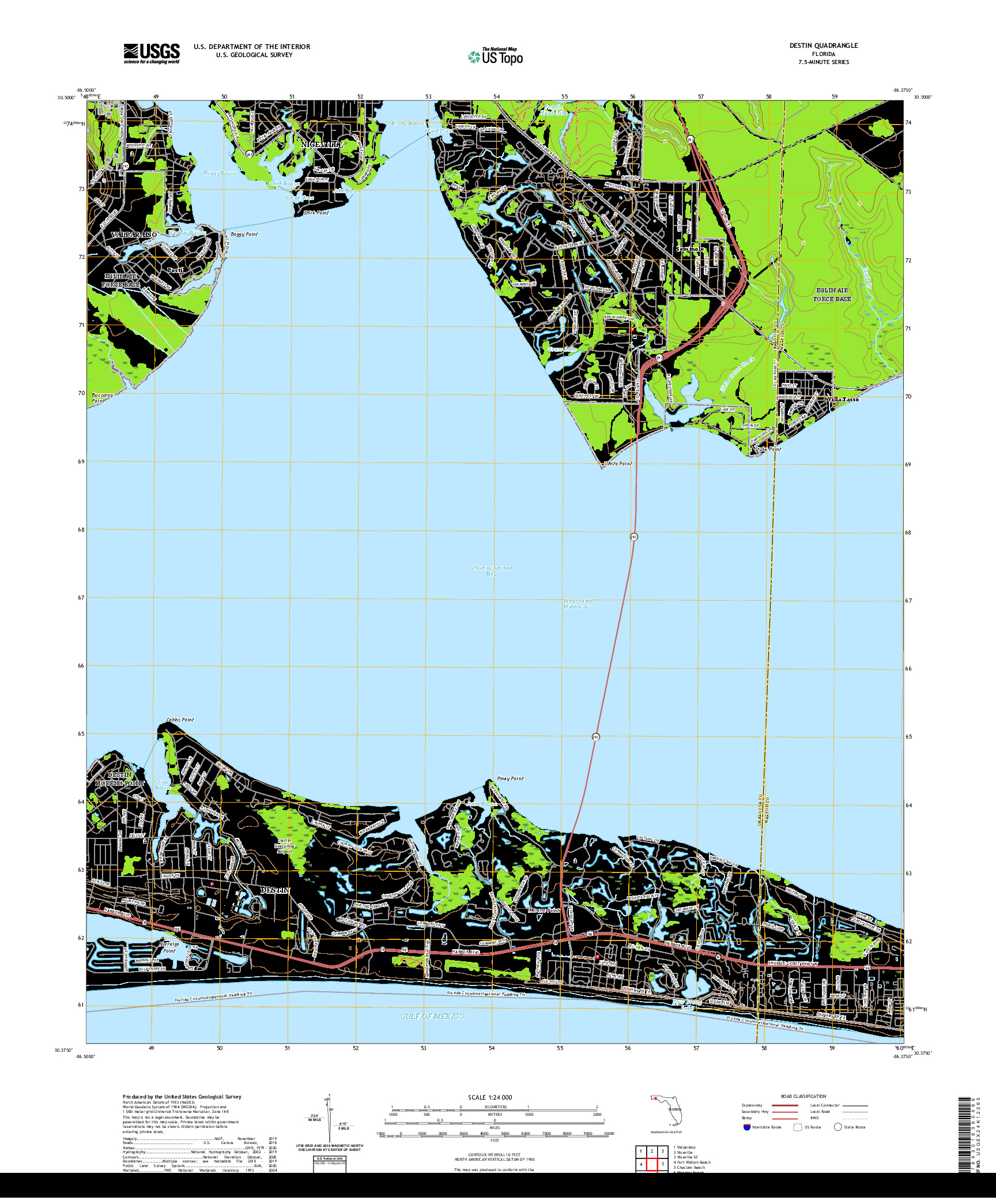 USGS US TOPO 7.5-MINUTE MAP FOR DESTIN, FL 2021