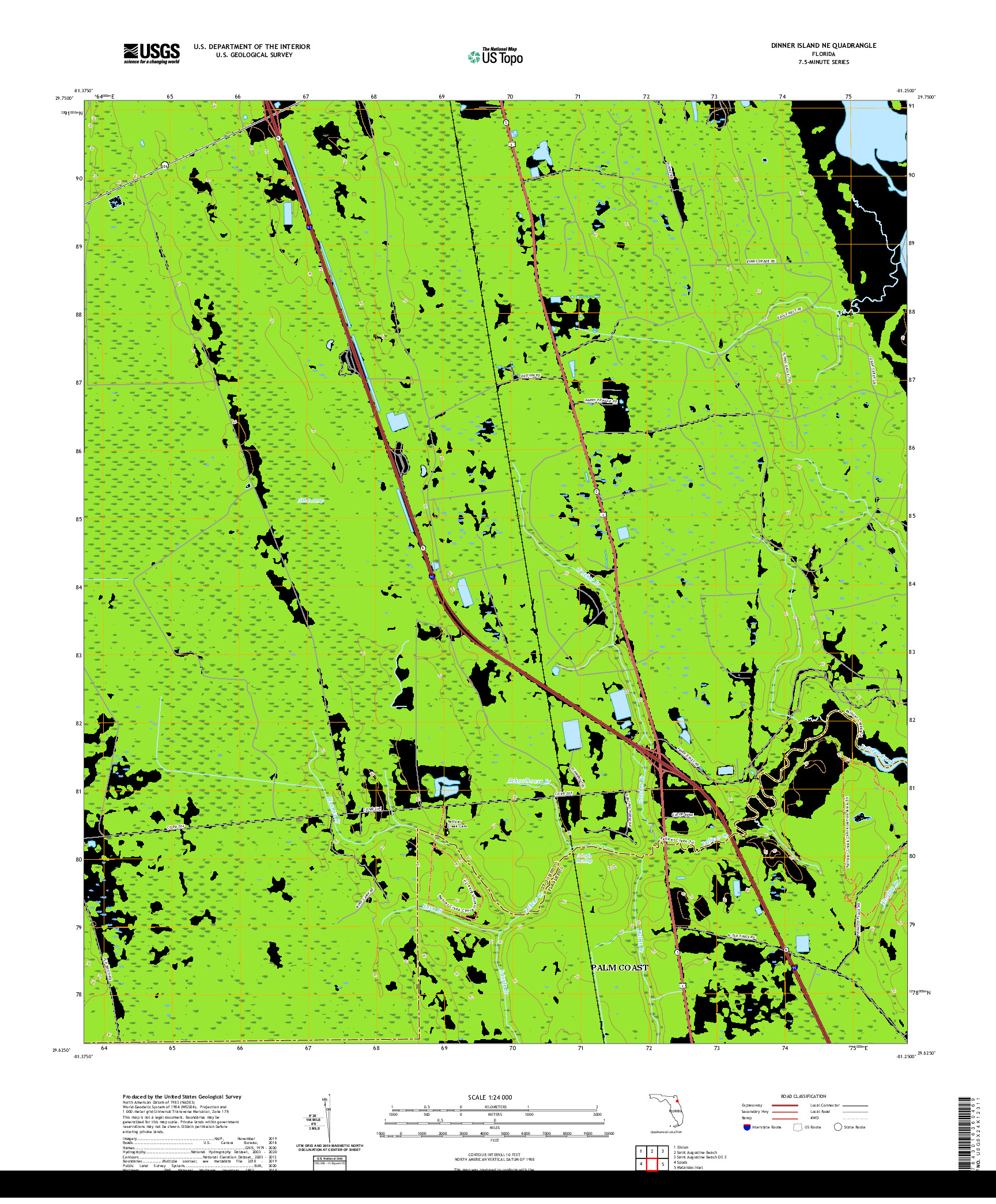 USGS US TOPO 7.5-MINUTE MAP FOR DINNER ISLAND NE, FL 2021