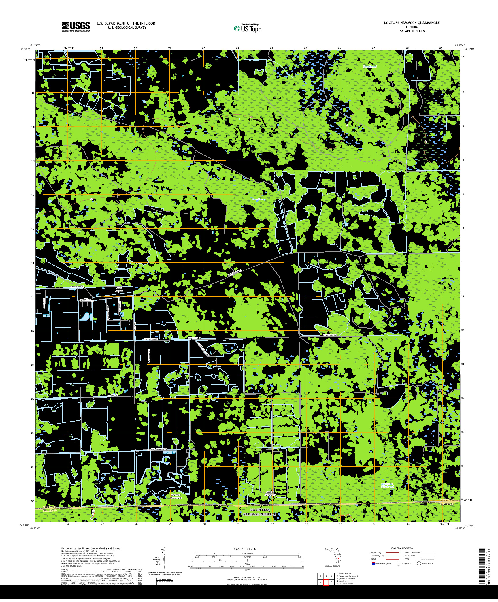 USGS US TOPO 7.5-MINUTE MAP FOR DOCTORS HAMMOCK, FL 2021